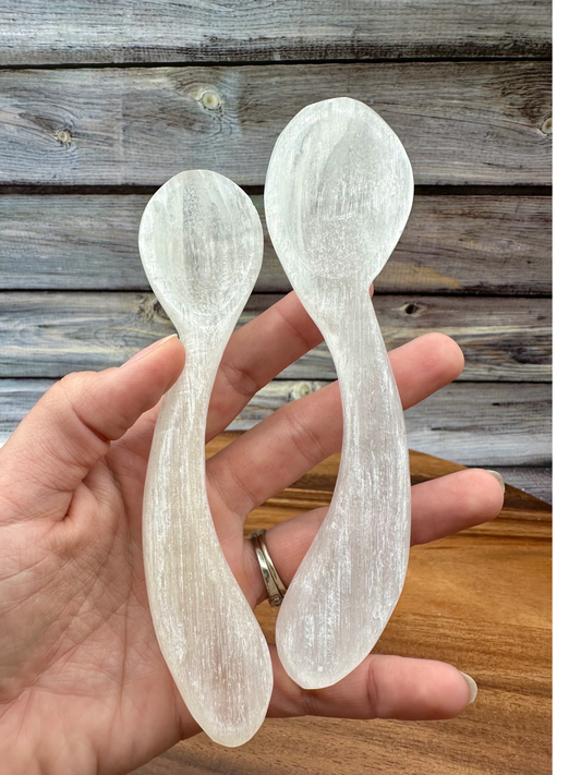 Selenite Spoon, Curved. One