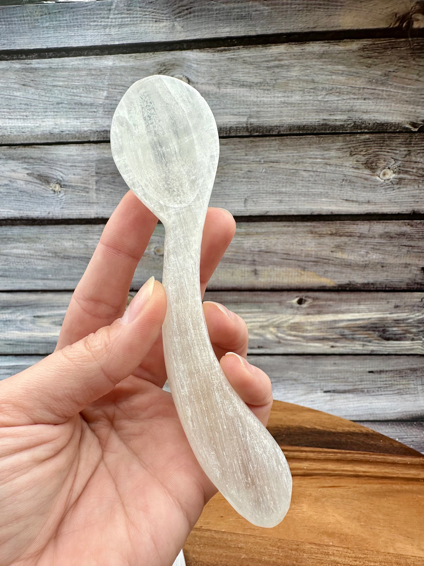 Selenite Spoon, Curved. One