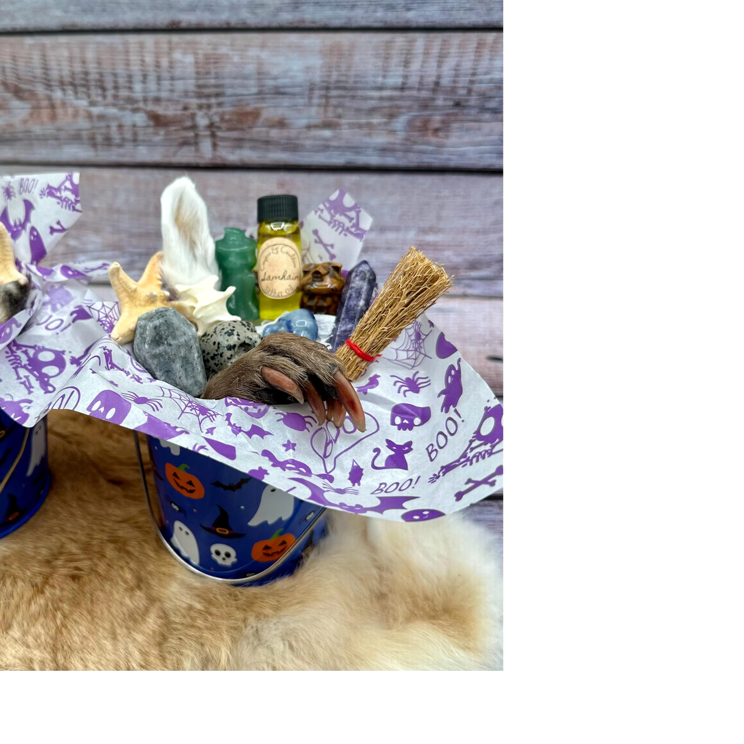 Samhain Bucket Halloween Crystal Bone Pail Taxidermy ONE