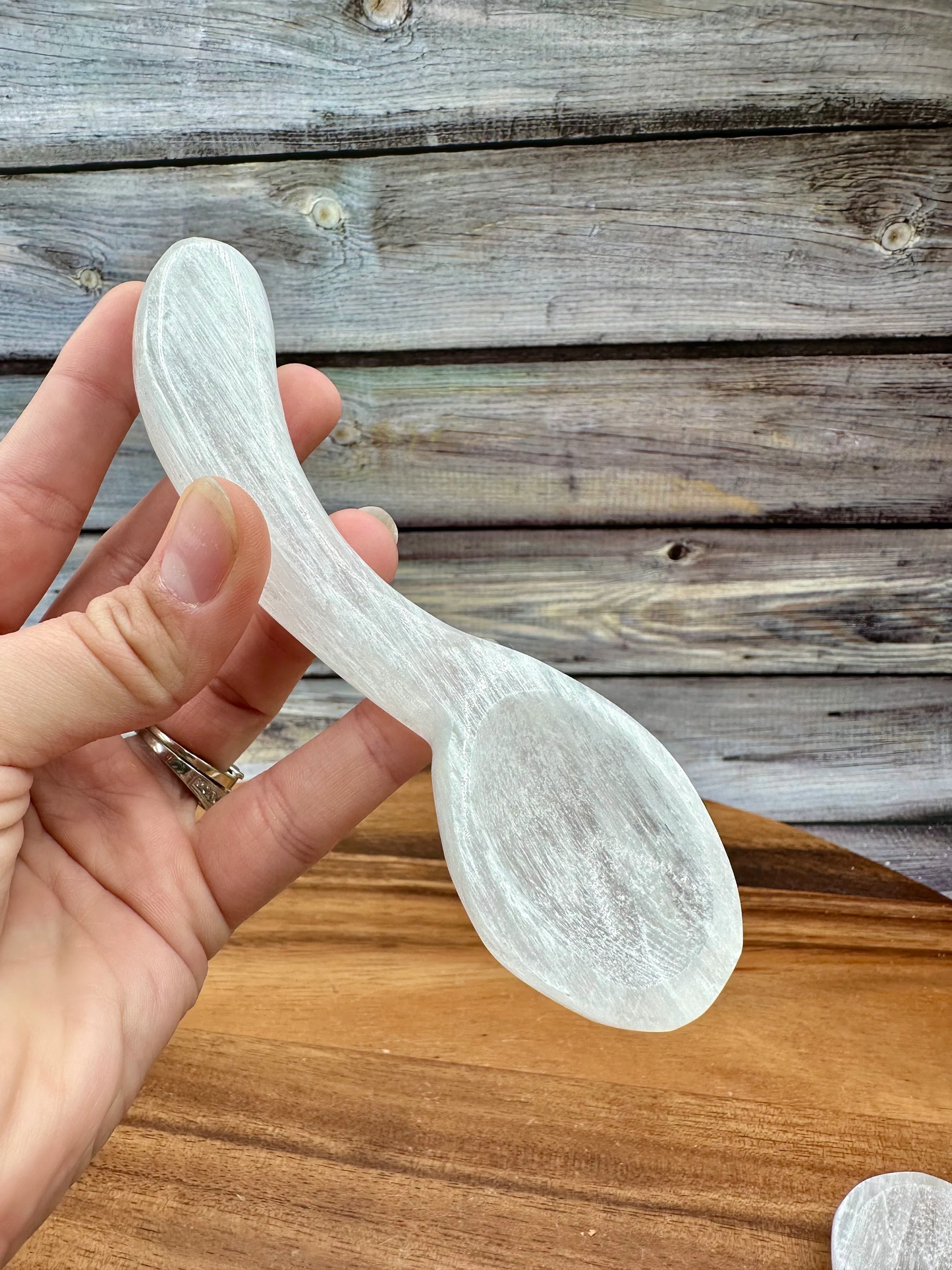 Selenite Spoon, Curved. One