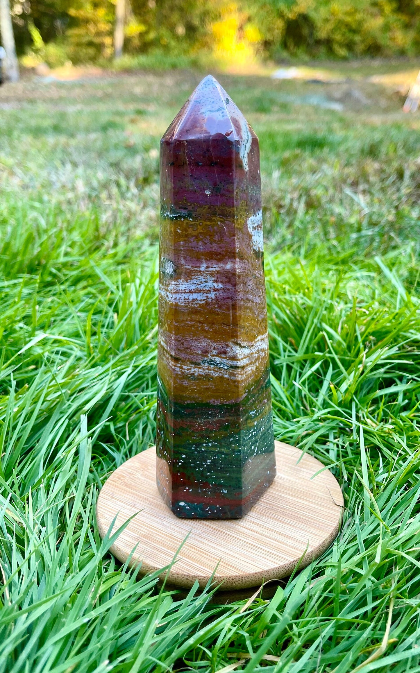 Large Ocean Jasper Obelisk Tower