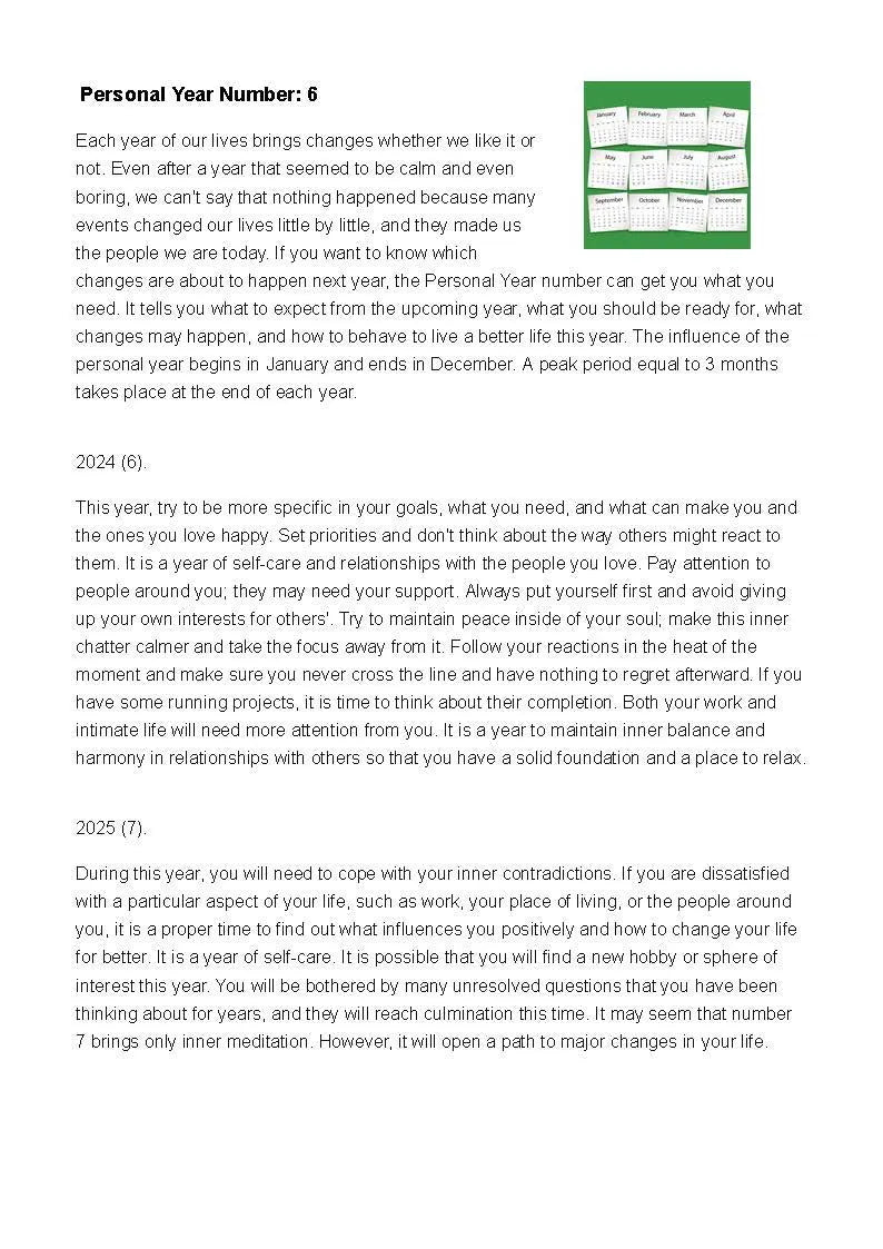 Pythagorean Numerology Report