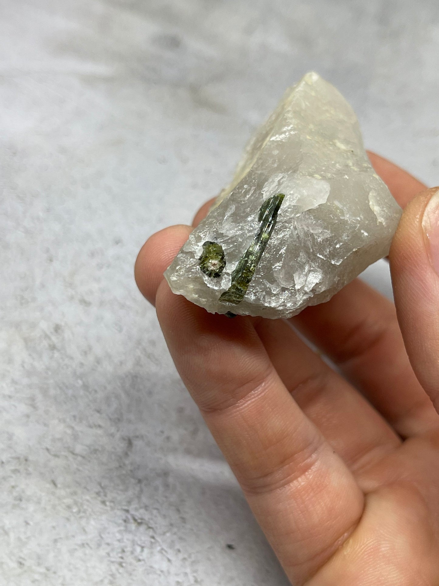 Natural Green Tourmaline in Quartz Crystal