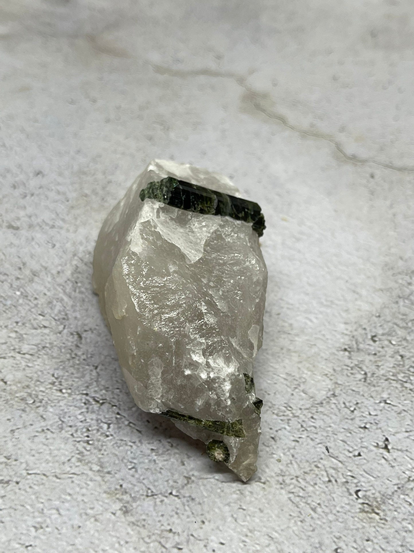 Natural Green Tourmaline in Quartz Crystal