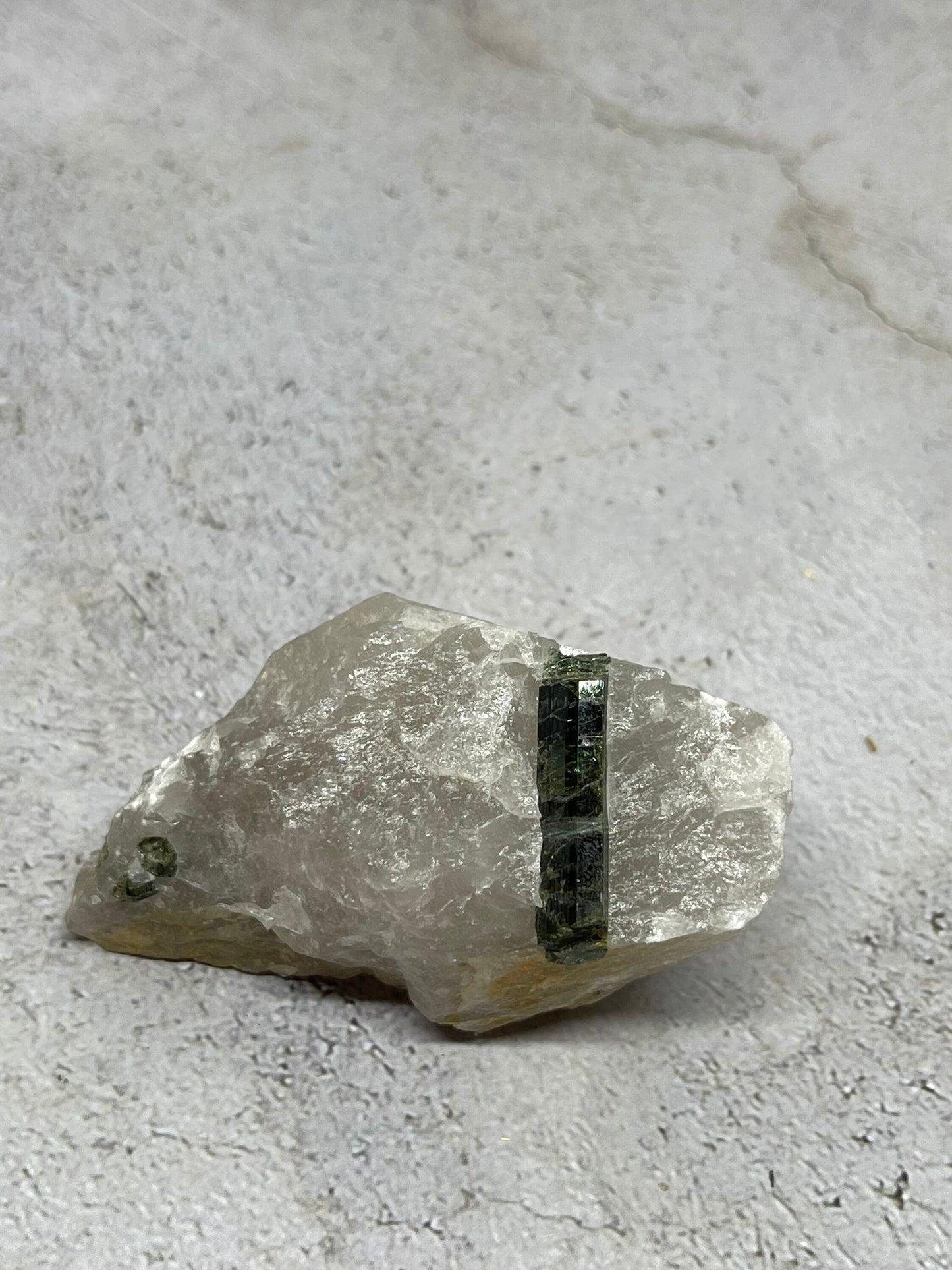 Natural Green Tourmaline in Quartz Crystal