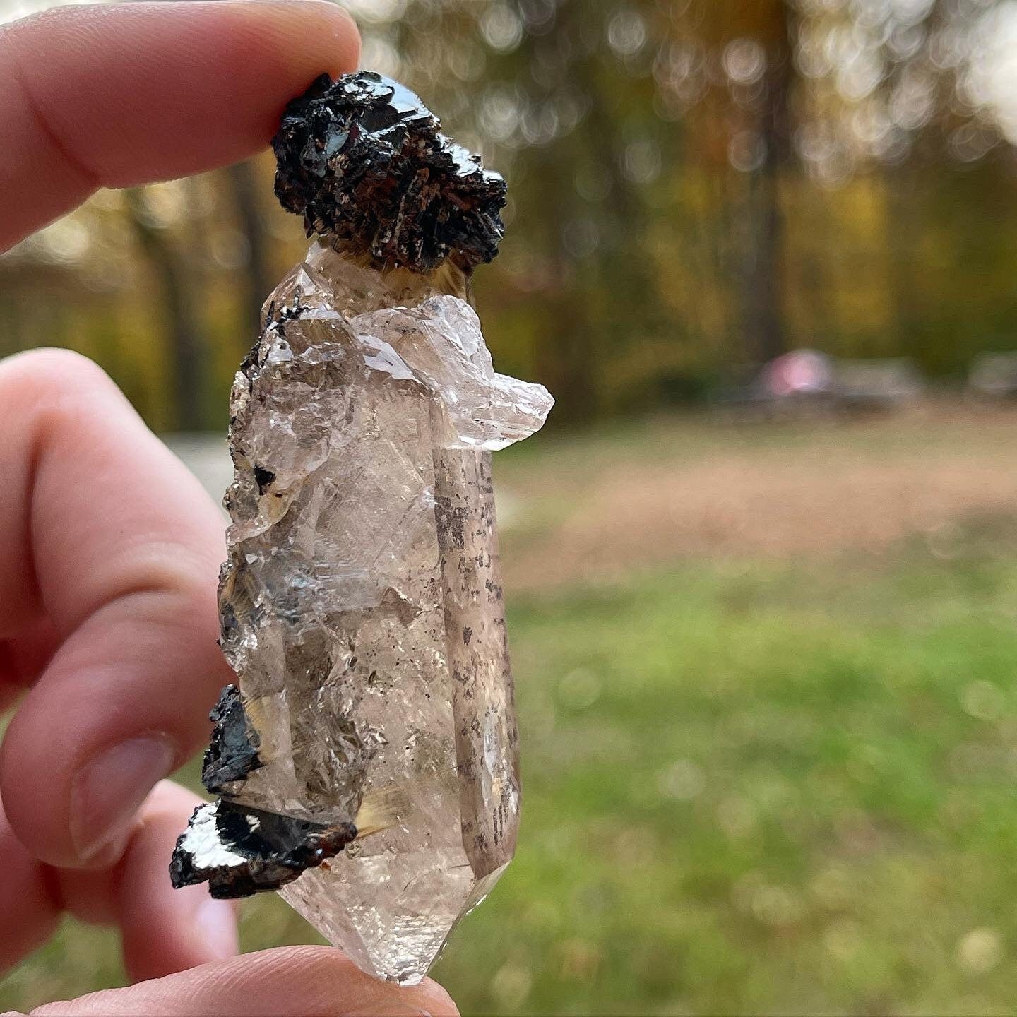 Golden Rutilated Elestial Quartz Specimen ~ Rutile Quartz and Hematite