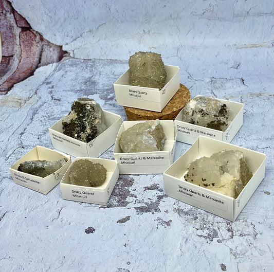 Druzy Quartz Set ~ Marcasite ~ Sphalerite