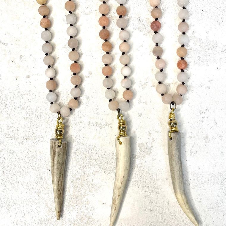 Gemstone Deer Antler Necklace