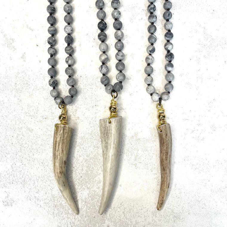 Gemstone Deer Antler Necklace