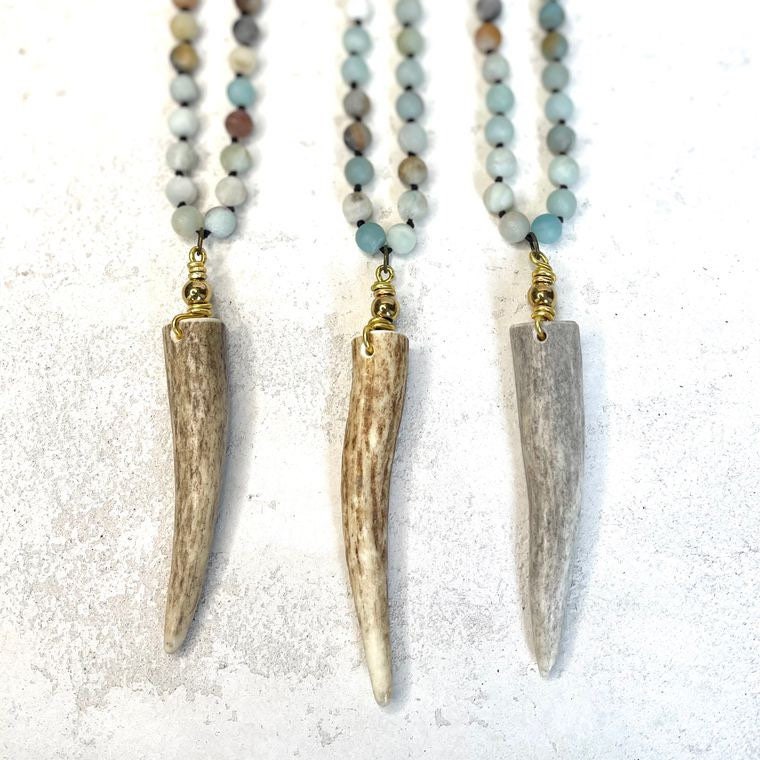 Gemstone Deer Antler Necklace