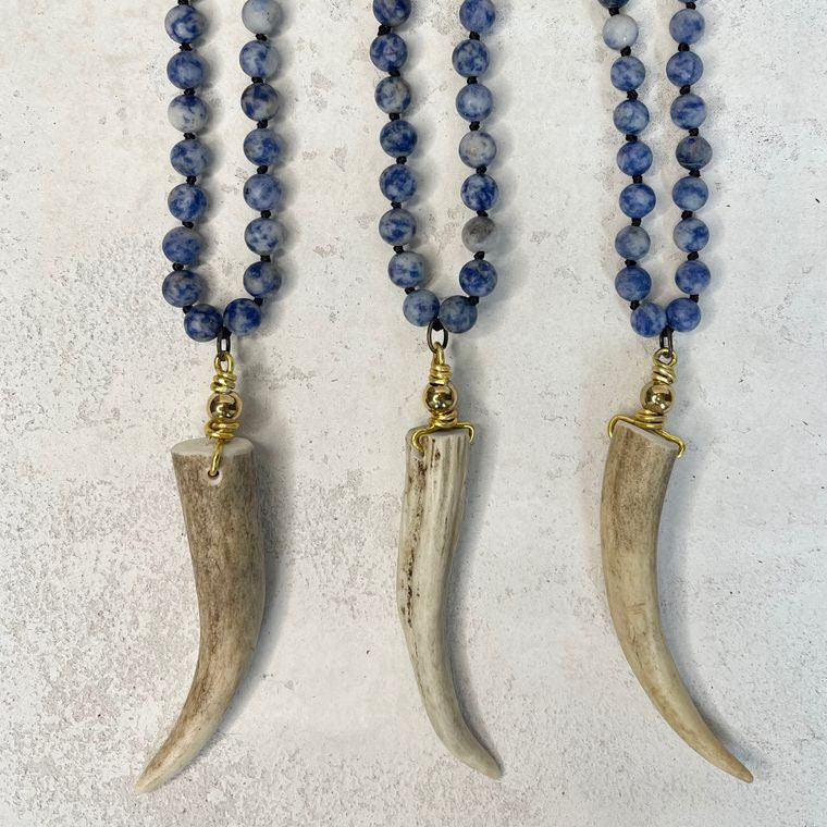 Gemstone Deer Antler Necklace