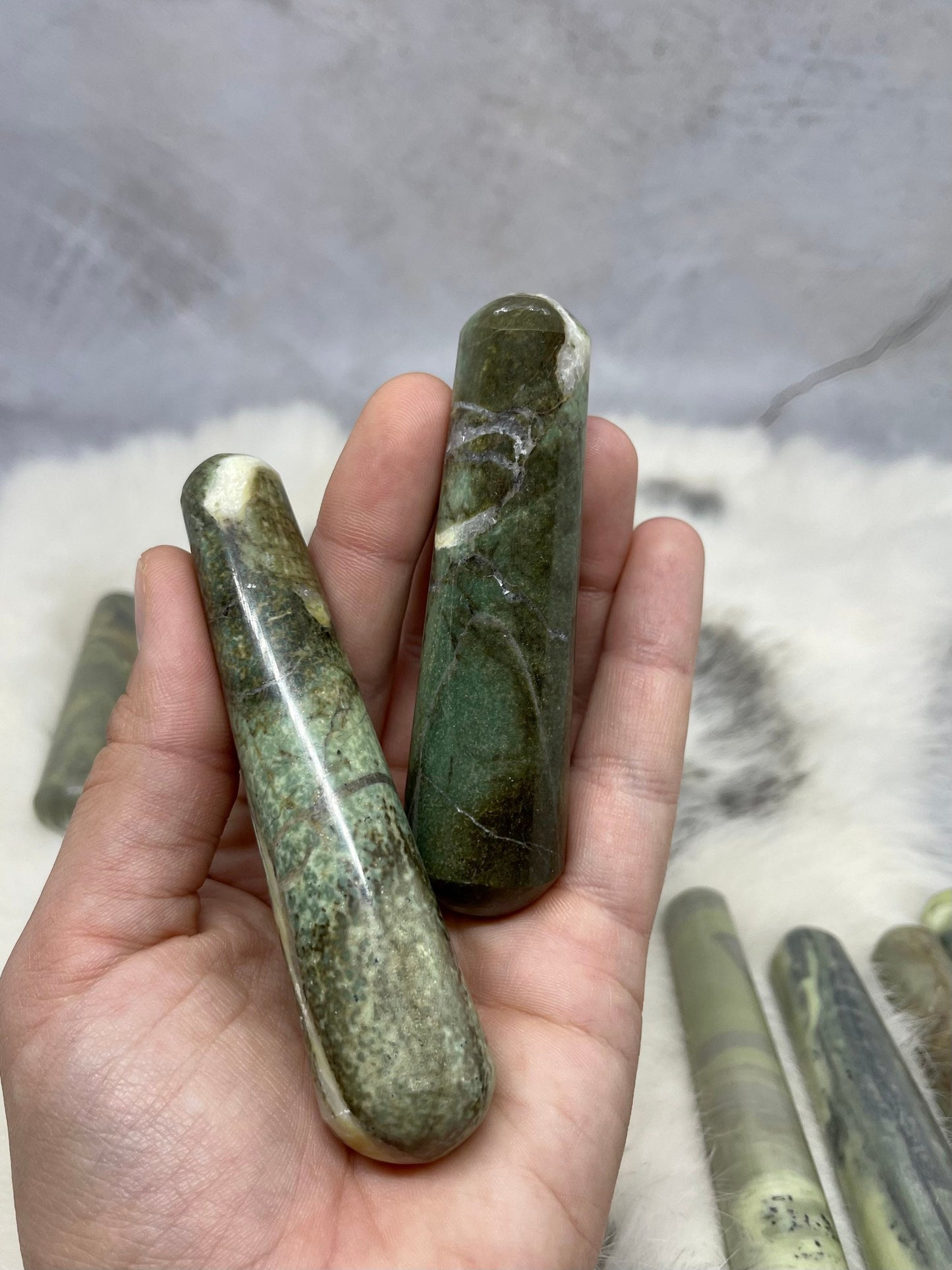 Serpentine Rounded Crystal Wands