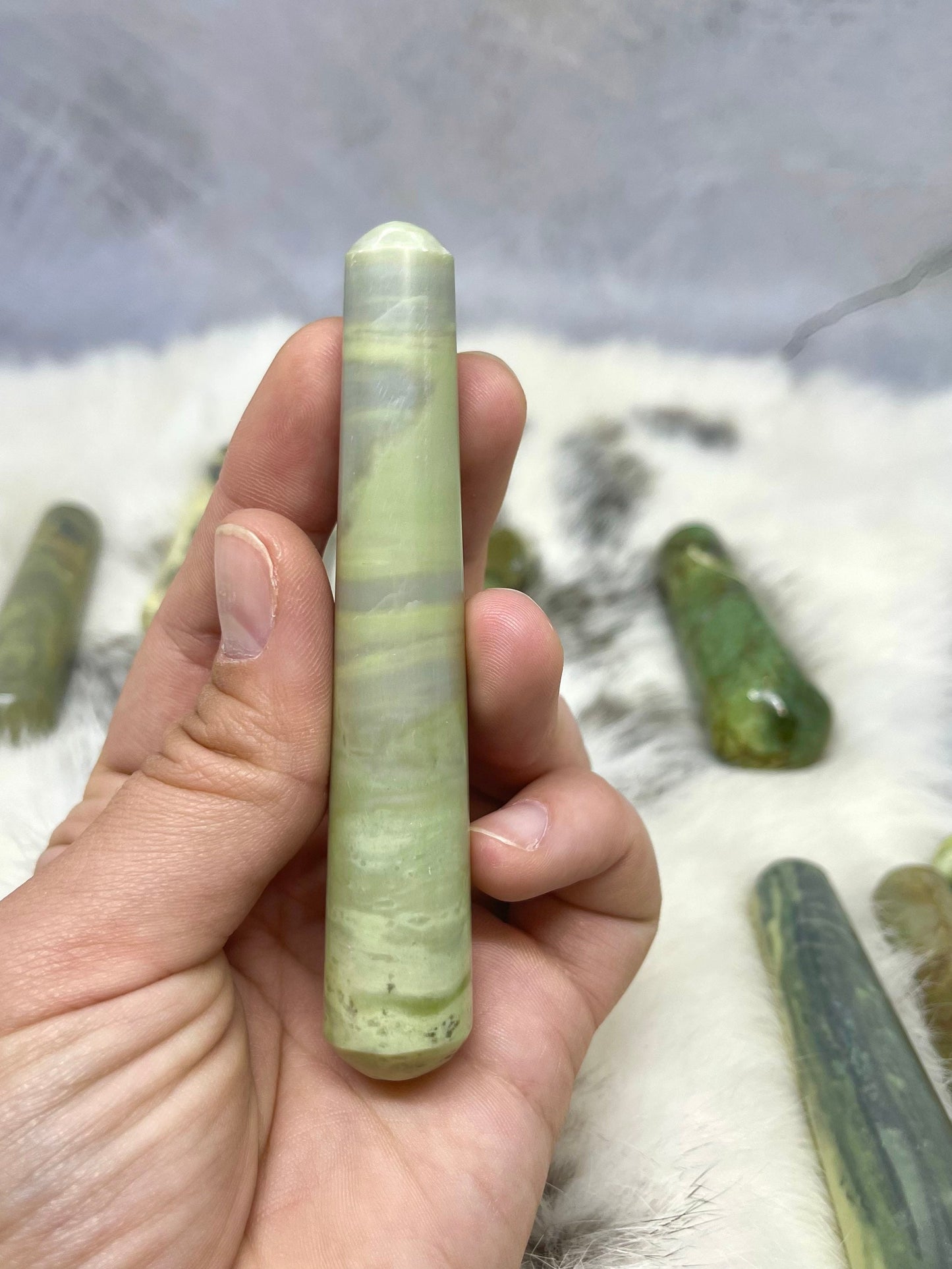 Serpentine Rounded Crystal Wands