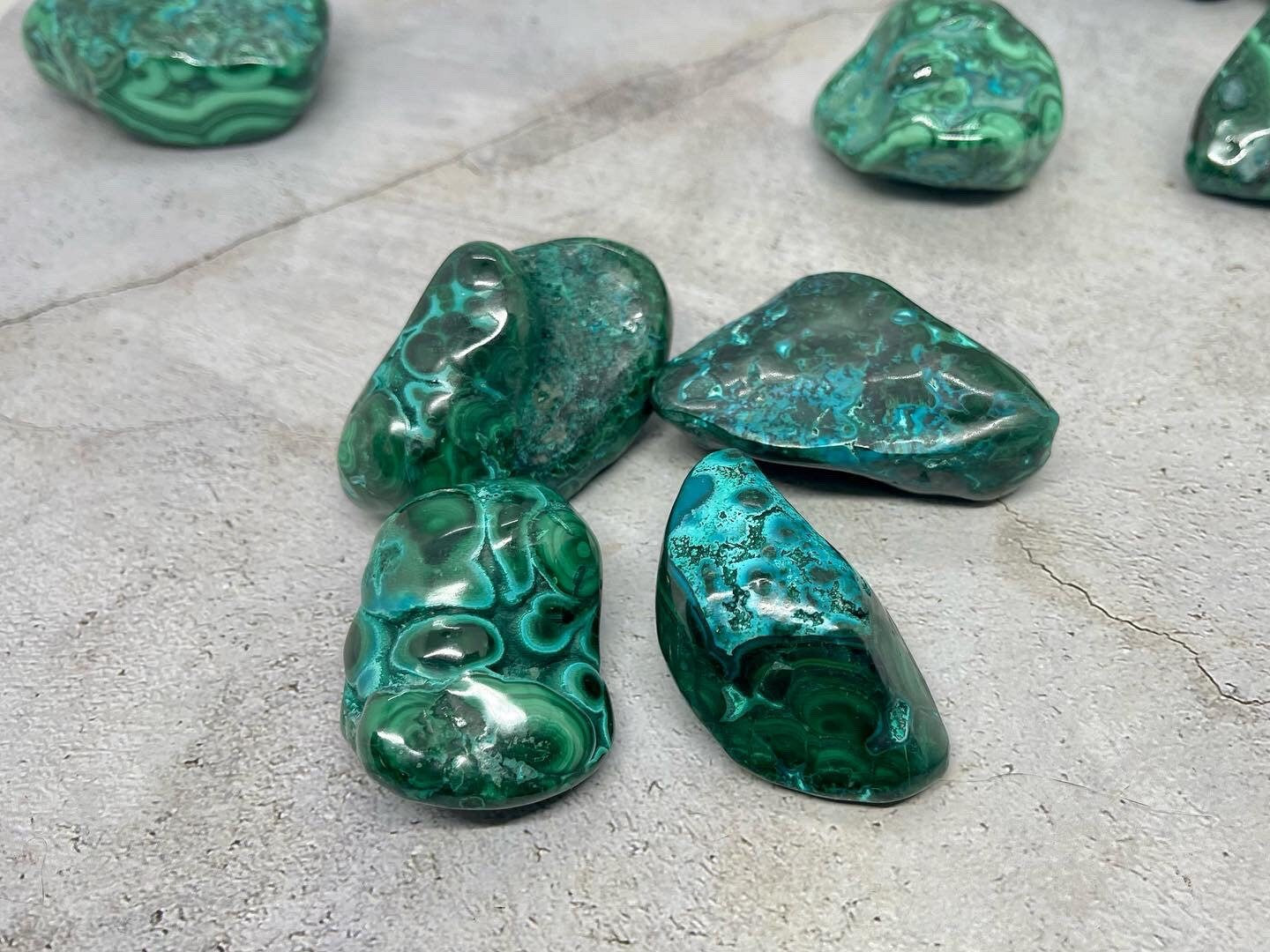 Natural Malachite and Chrysocolla Freeforms