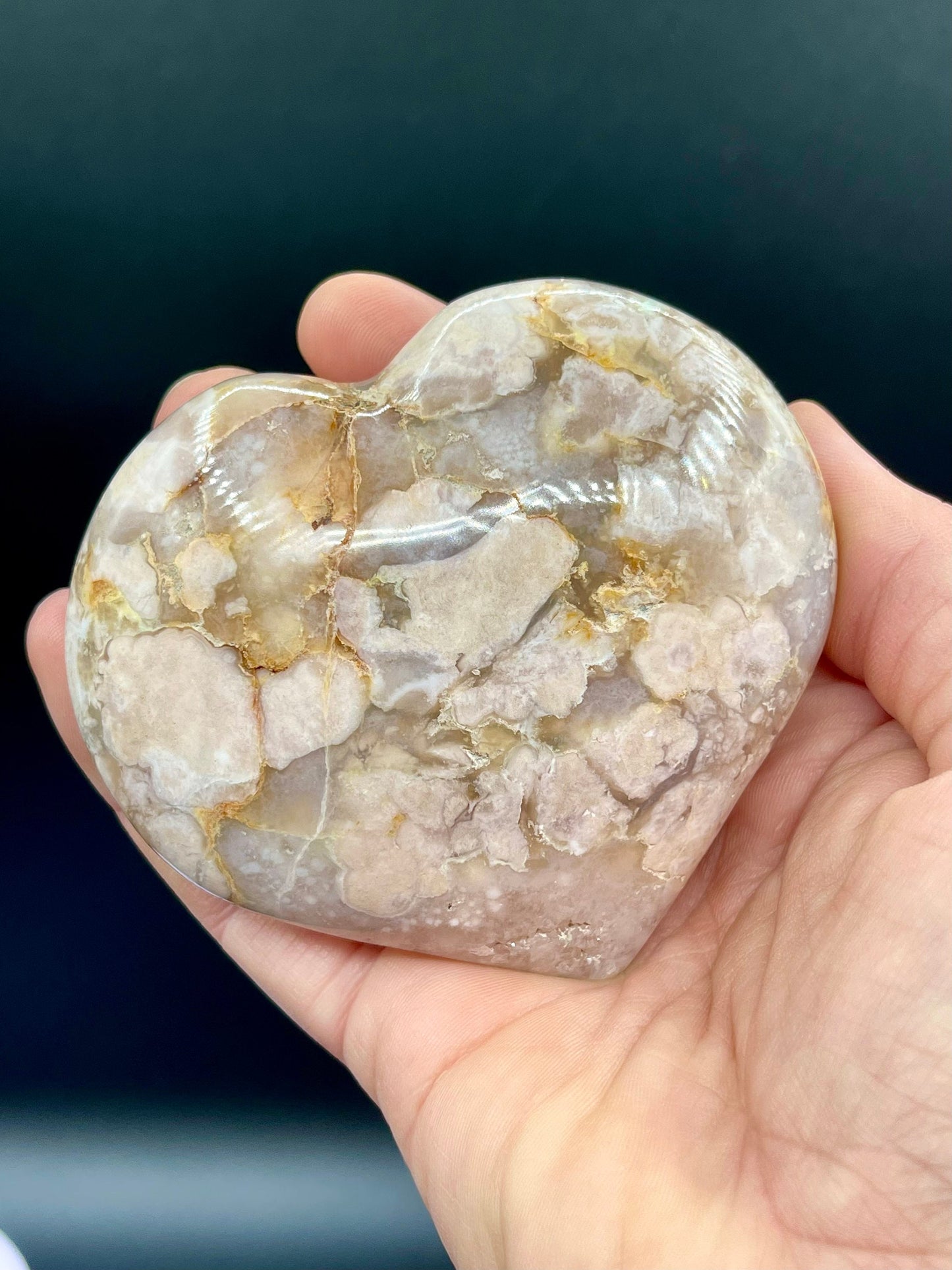 Large Flower Agate Heart