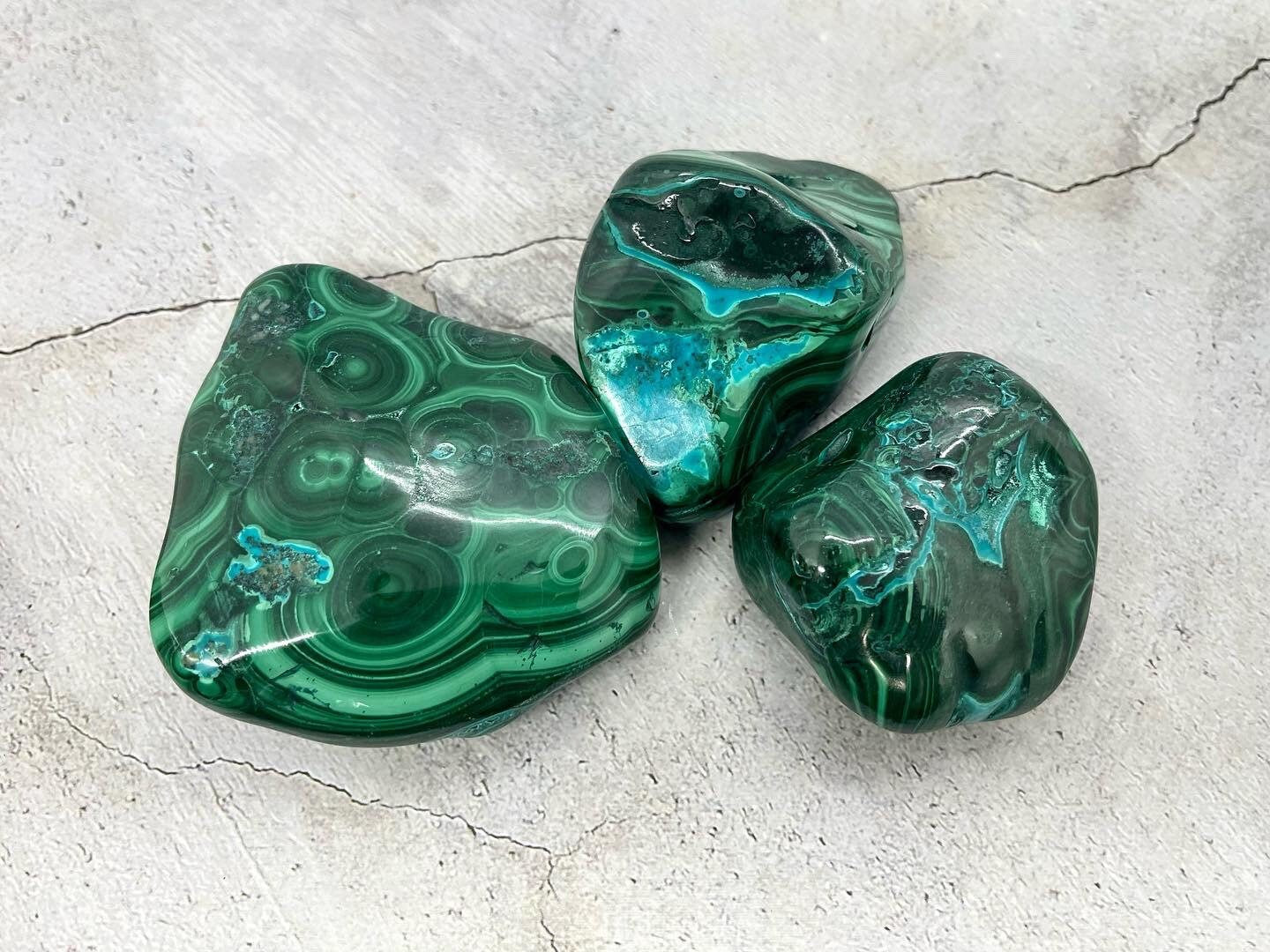 Natural Malachite and Chrysocolla Freeforms