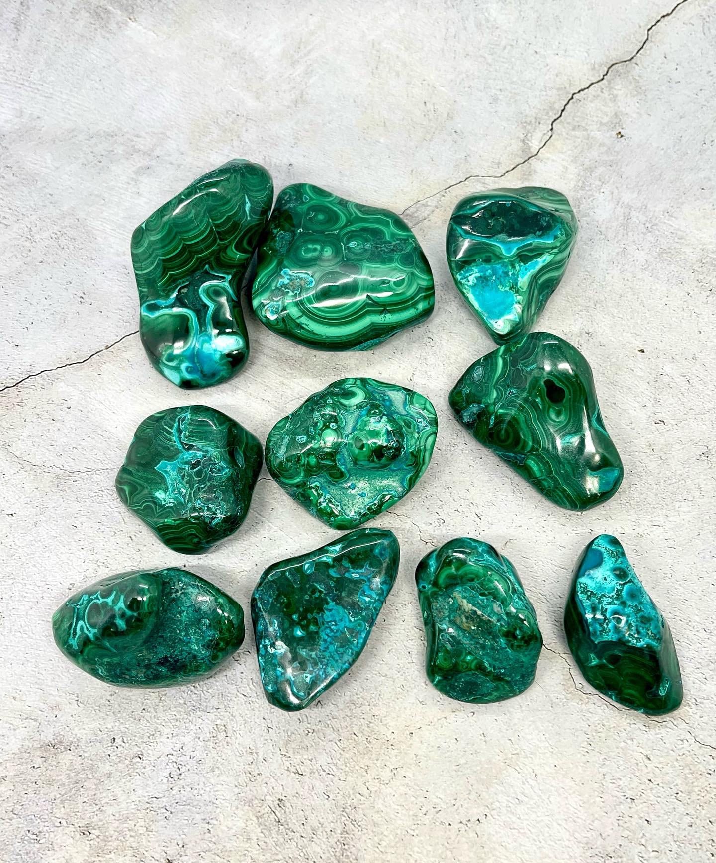 Natural Malachite and Chrysocolla Freeforms