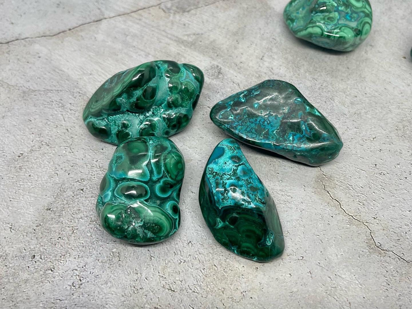 Natural Malachite and Chrysocolla Freeforms