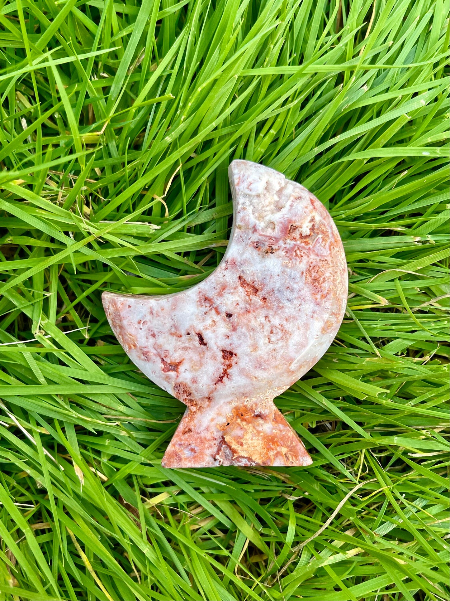 Crazy Lace Agate Moon Self Standing