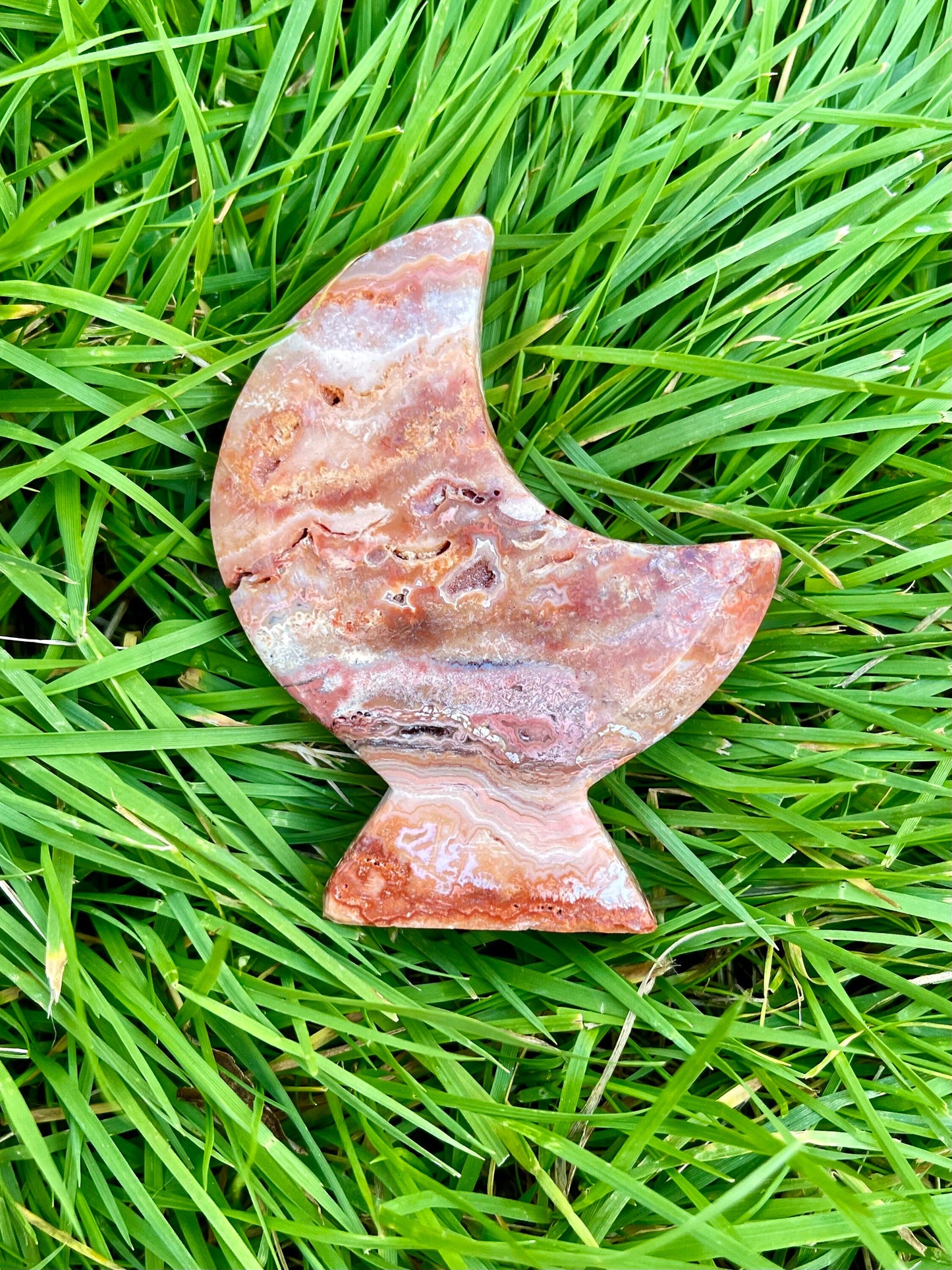 Crazy Lace Agate Moon Self Standing