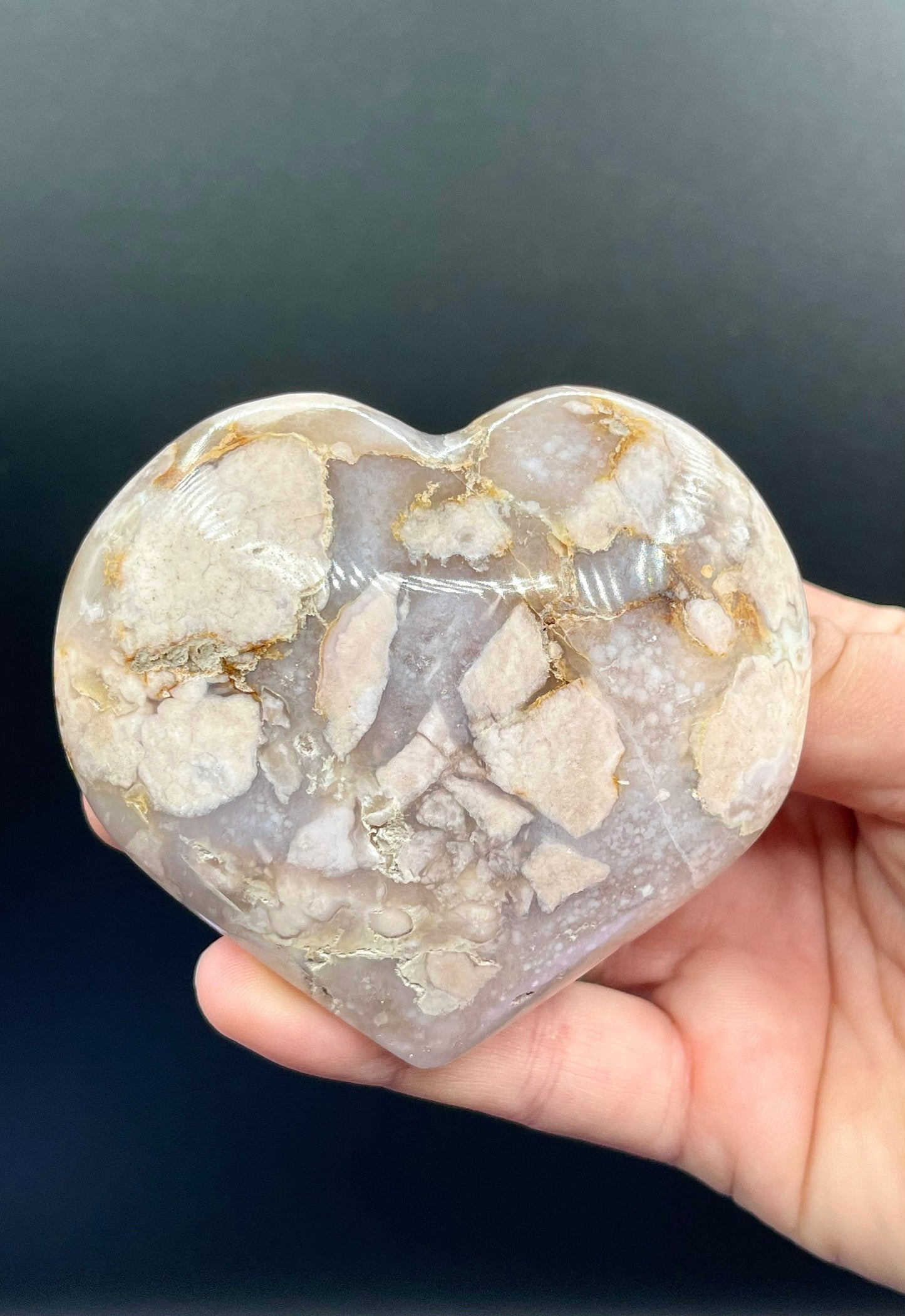 Large Flower Agate Heart