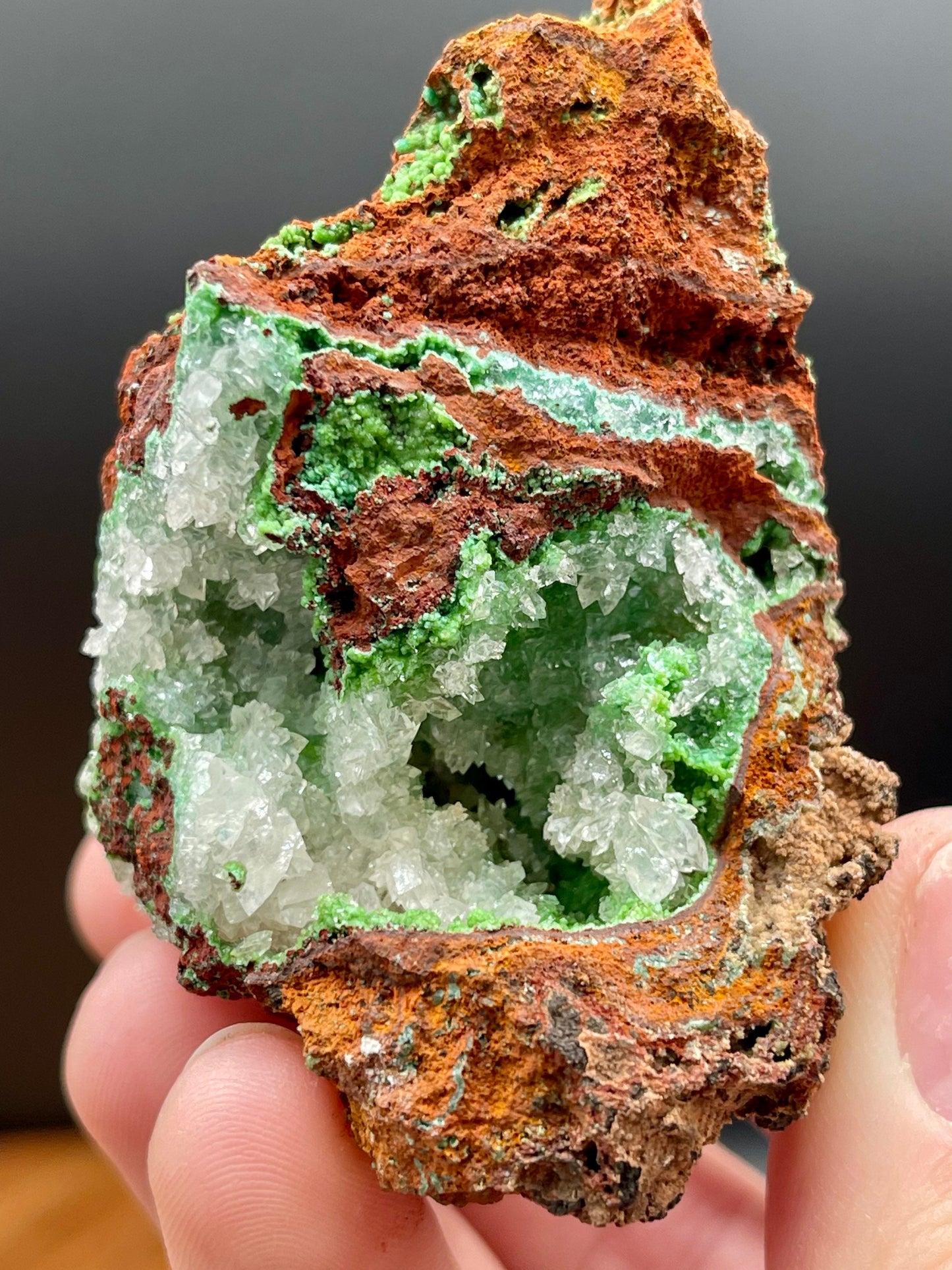 Green Rosasite with Calcite Specimen