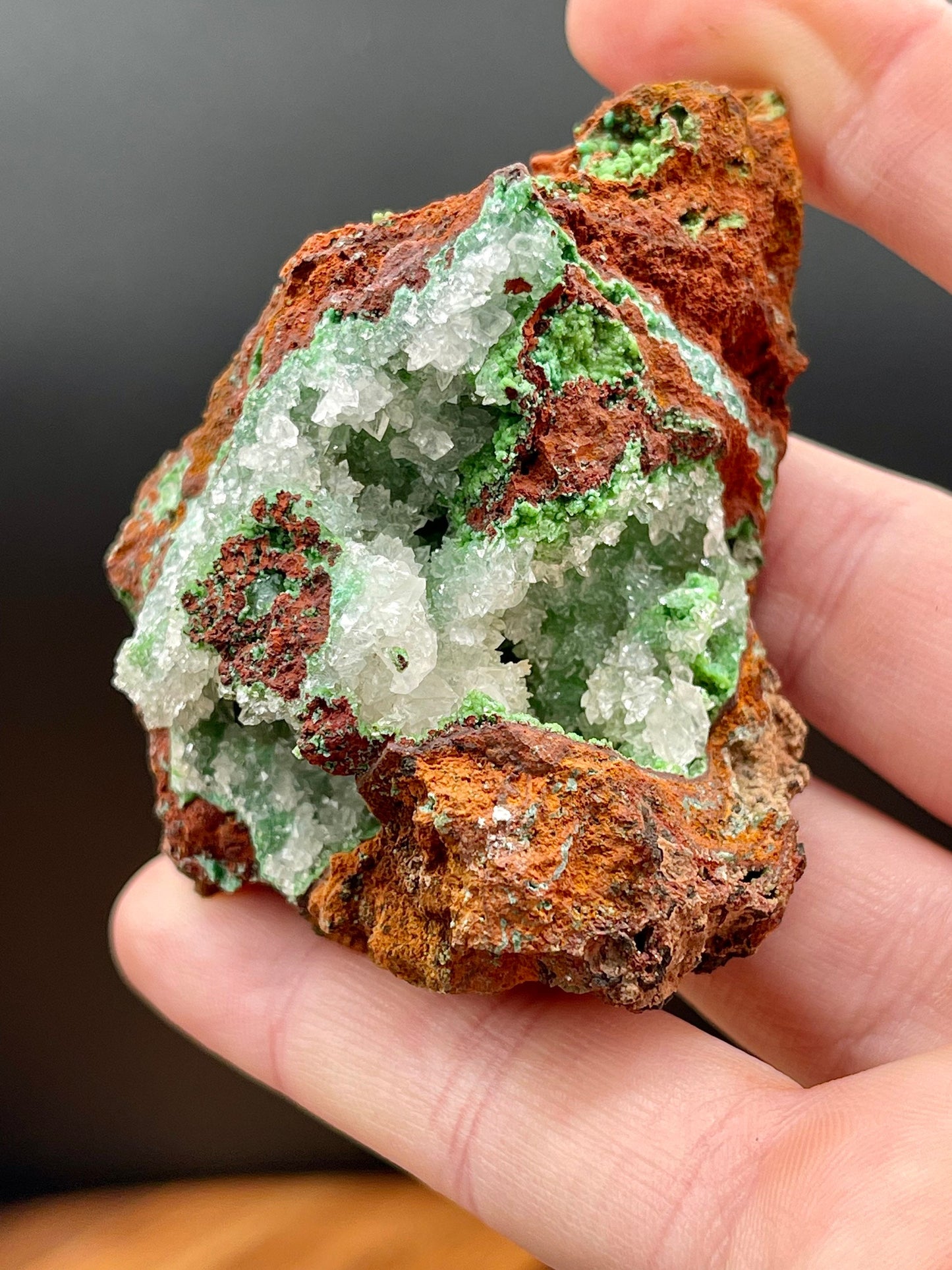 Green Rosasite with Calcite Specimen