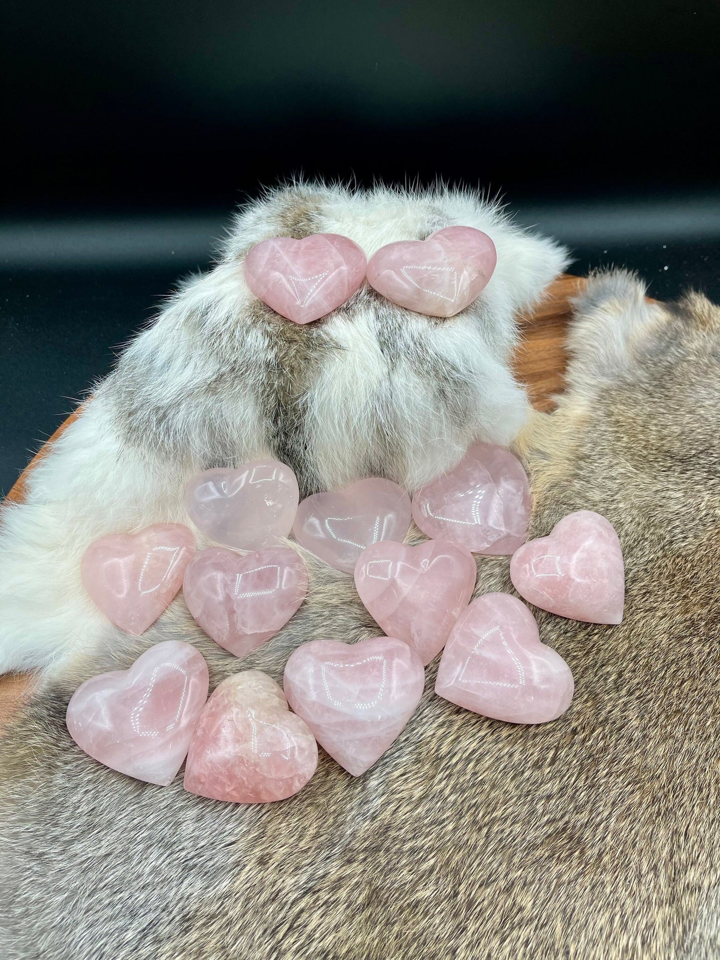 Puffy Rose Quartz Hearts