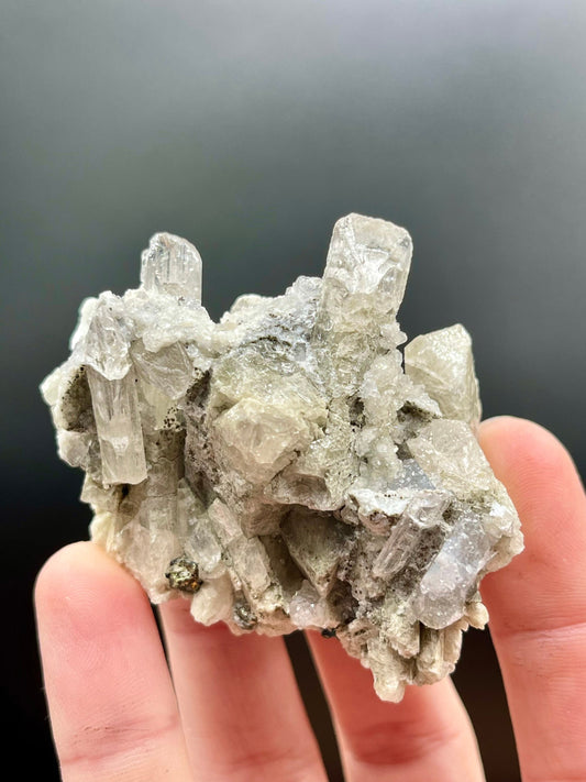 Danburite Cluster Matrix with Chalcopyrite