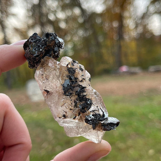 Golden Rutilated Elestial Quartz Specimen ~ Rutile Quartz and Hematite