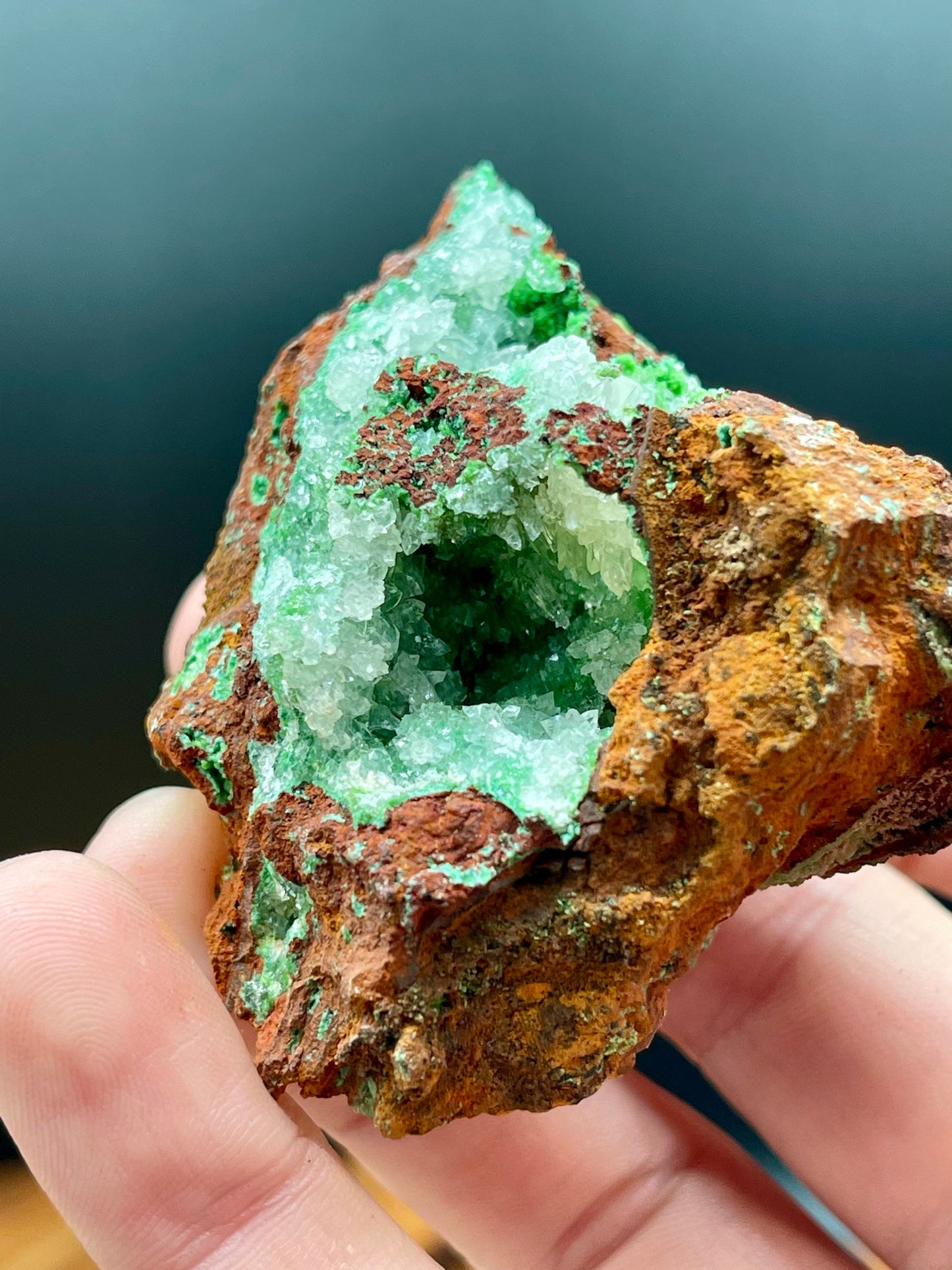 Green Rosasite with Calcite Specimen