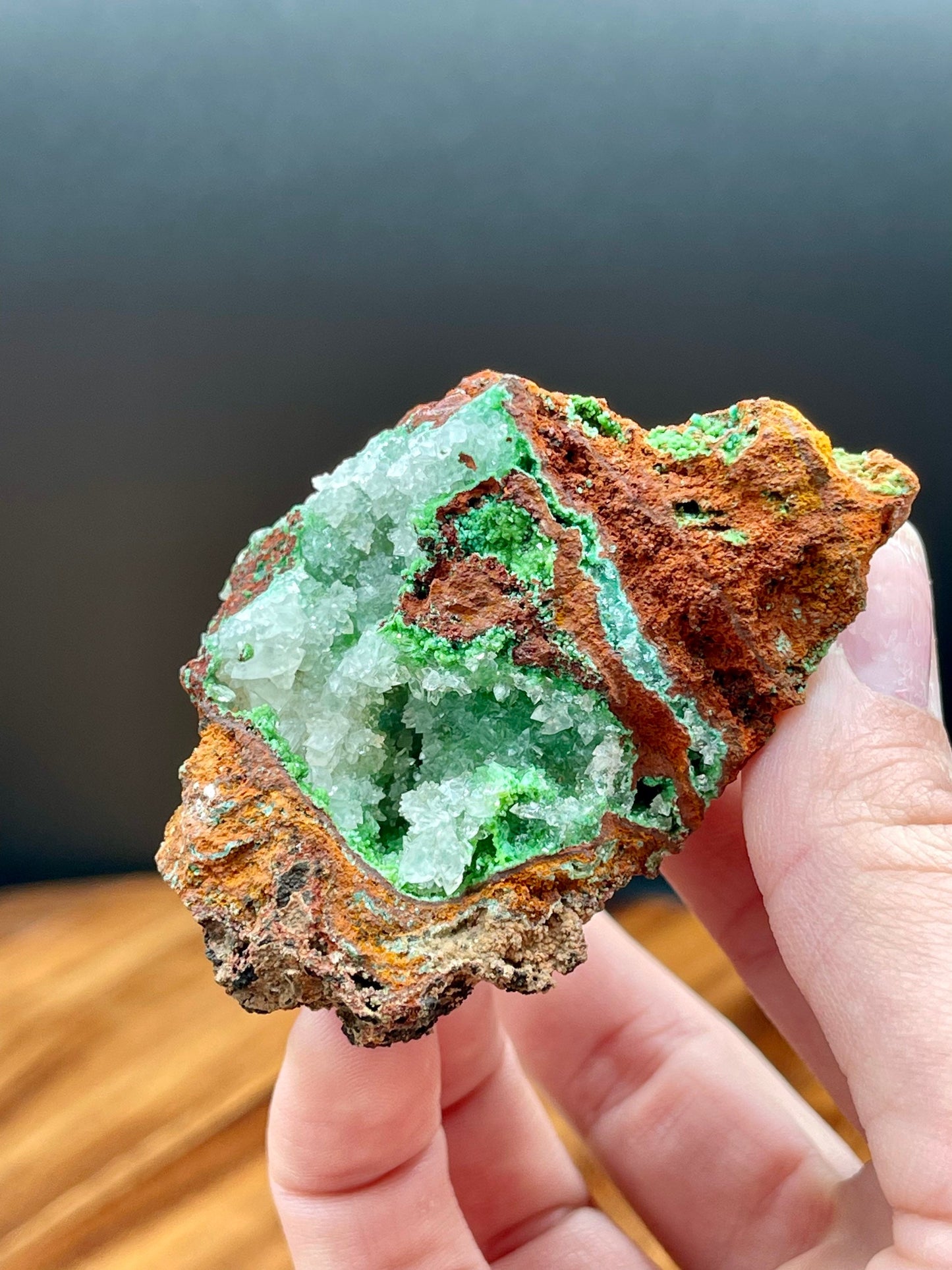 Green Rosasite with Calcite Specimen