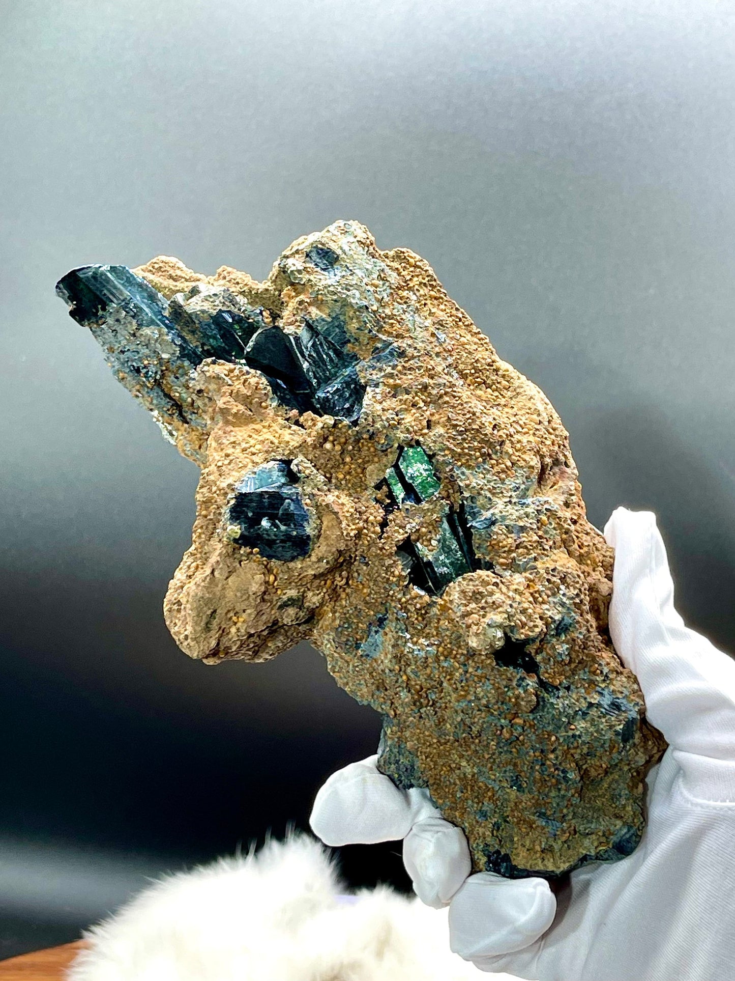 Large Vivianite Cluster in Matrix Specimen