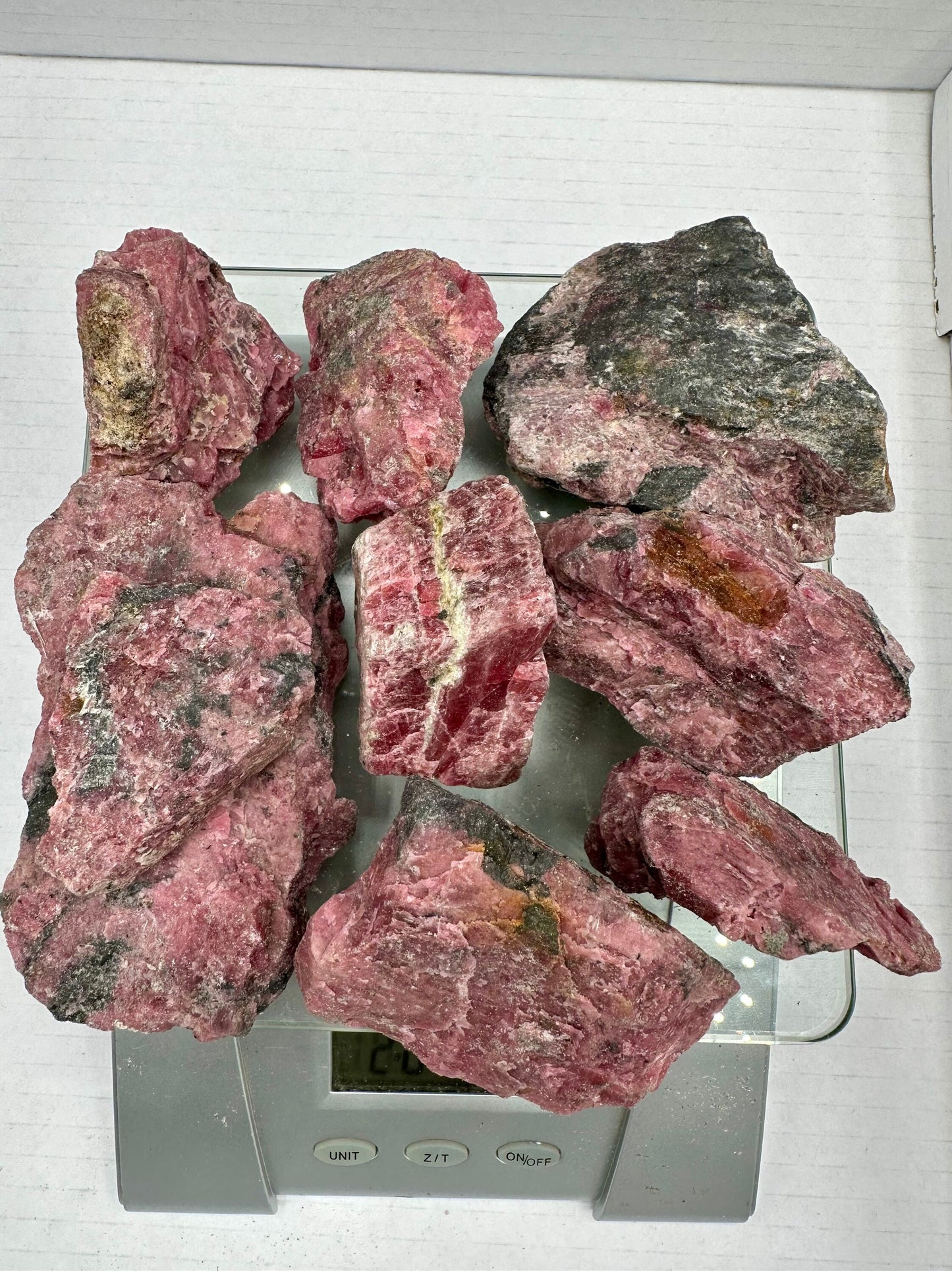 Wholesale Lot 1KG Rough Rhodonite with Amphibole, Cummingtonite and other Minerals