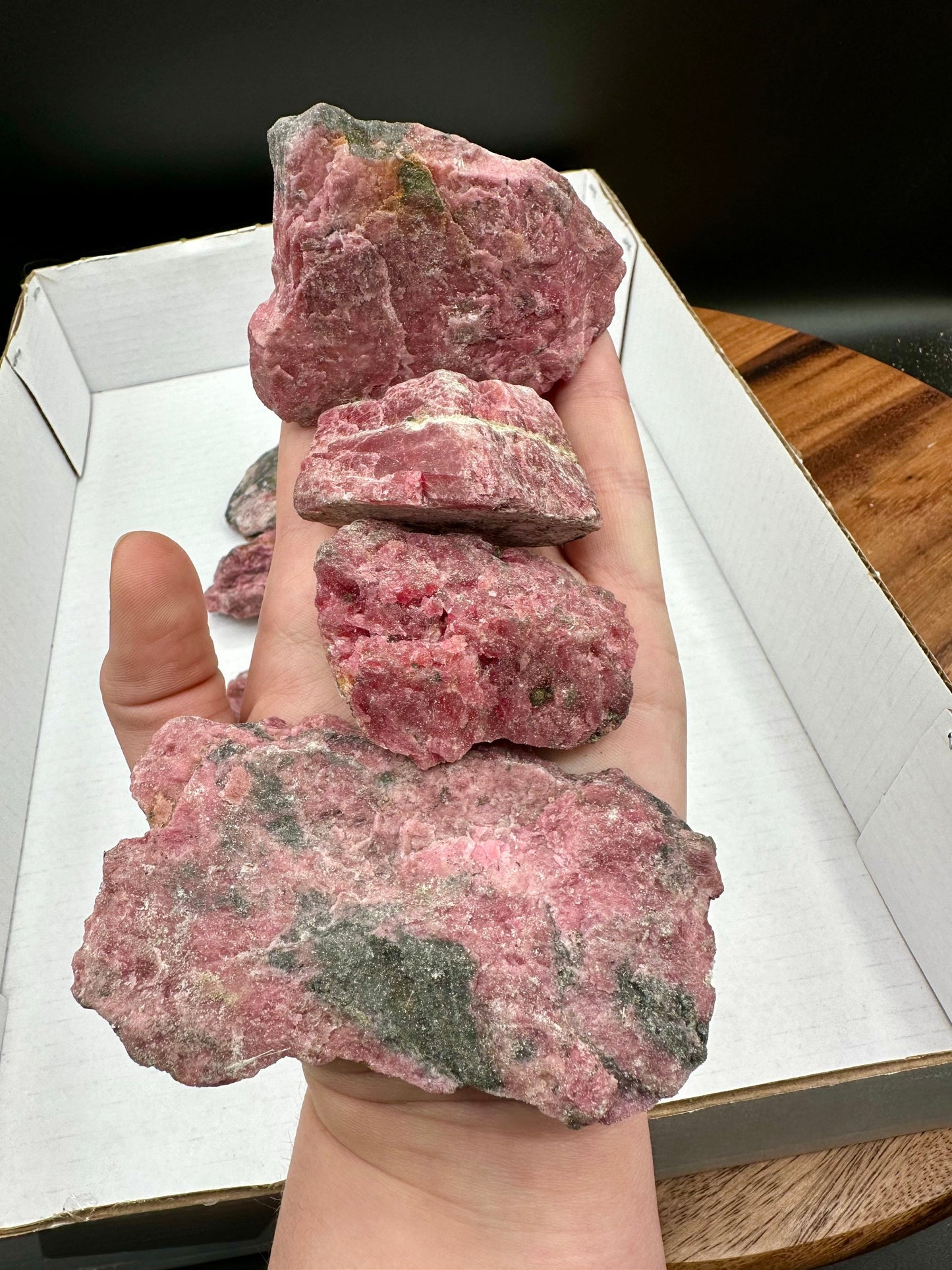 Wholesale Lot 1KG Rough Rhodonite with Amphibole, Cummingtonite and other Minerals