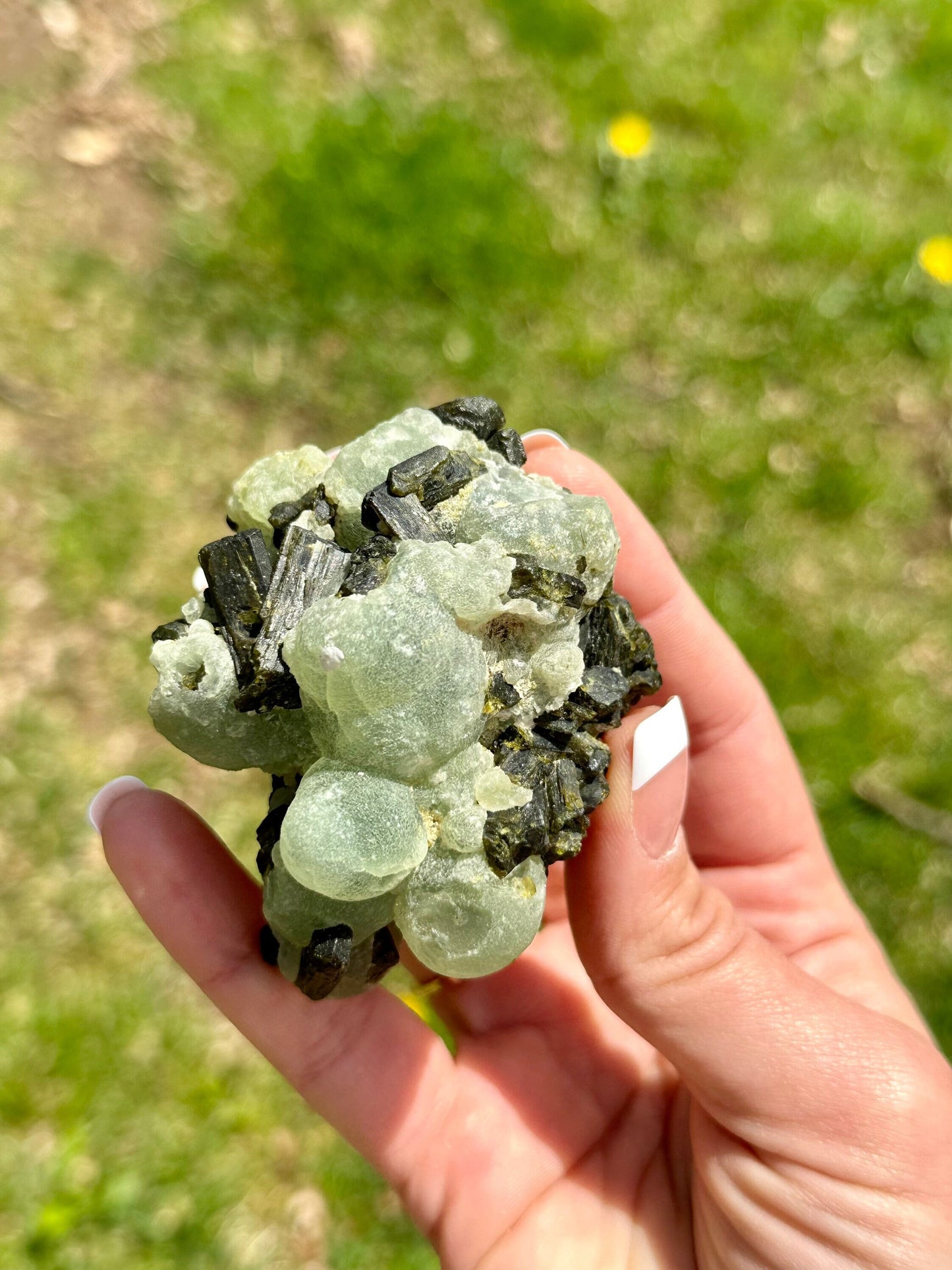 Prehnite Globular Spheres on Epidote