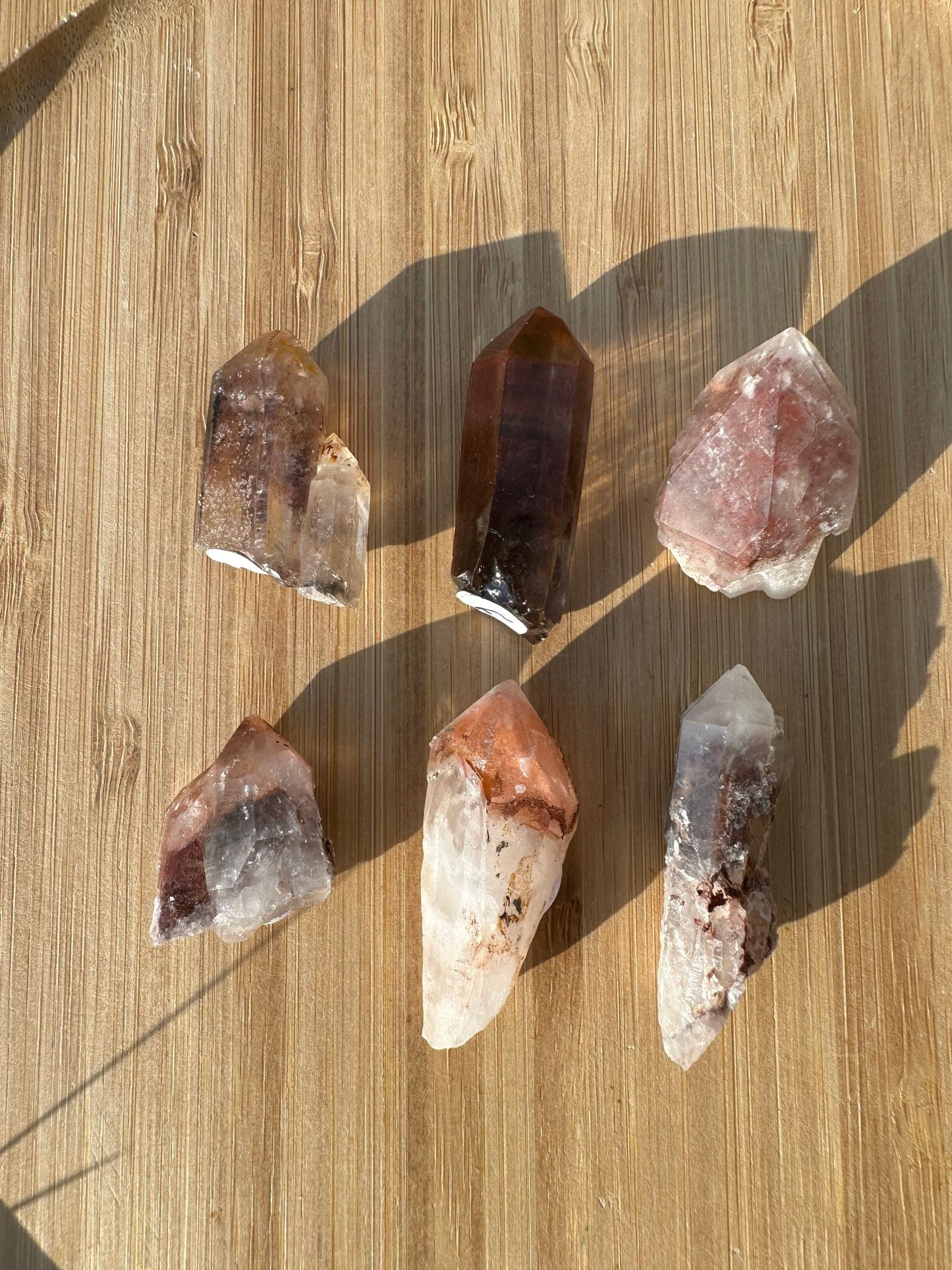 Orange River Quartz Points Hematite Phantoms