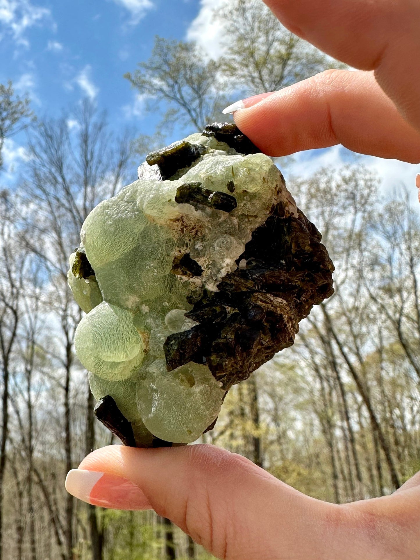 Prehnite Globular Spheres on Epidote