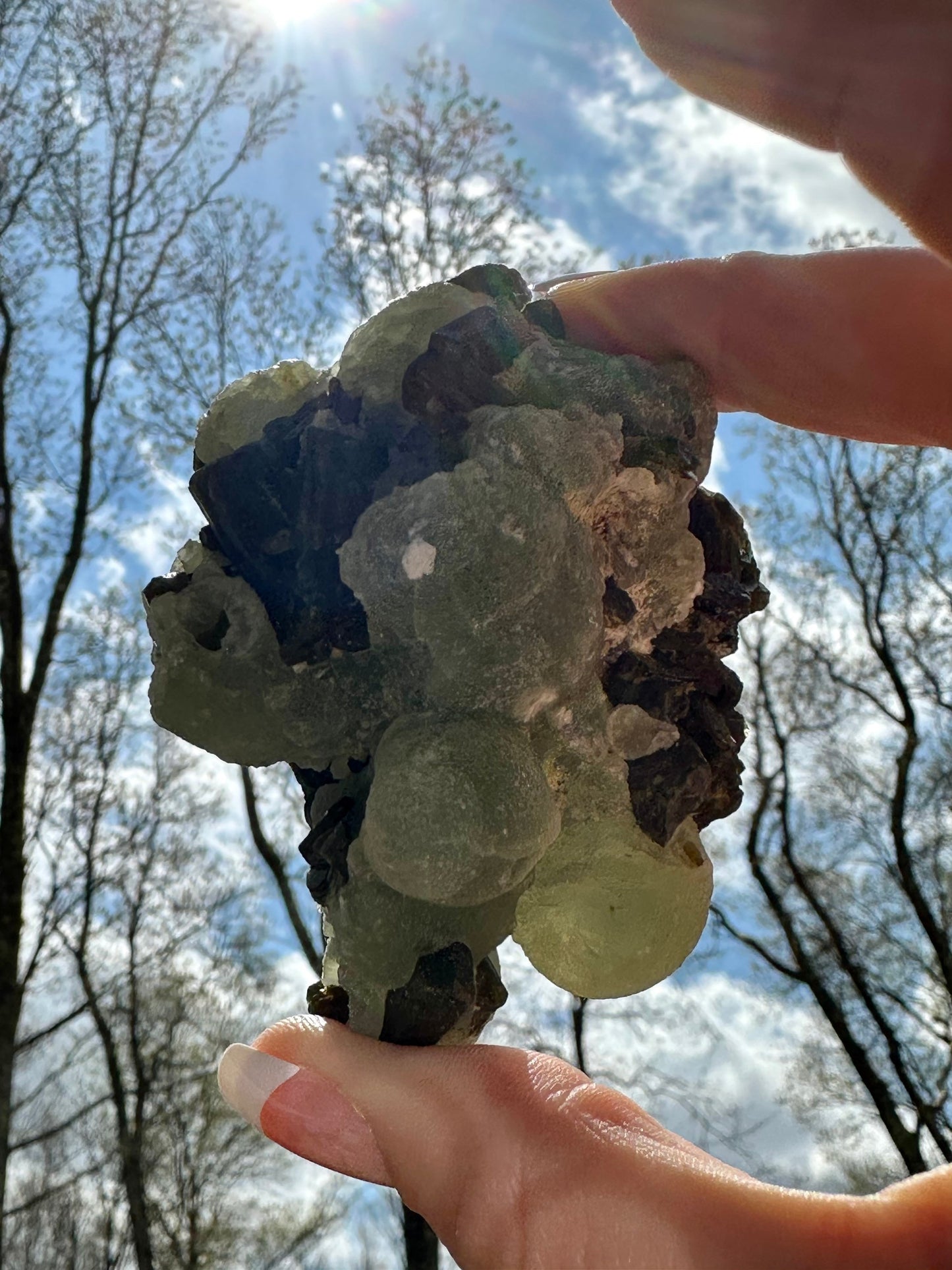 Prehnite Globular Spheres on Epidote