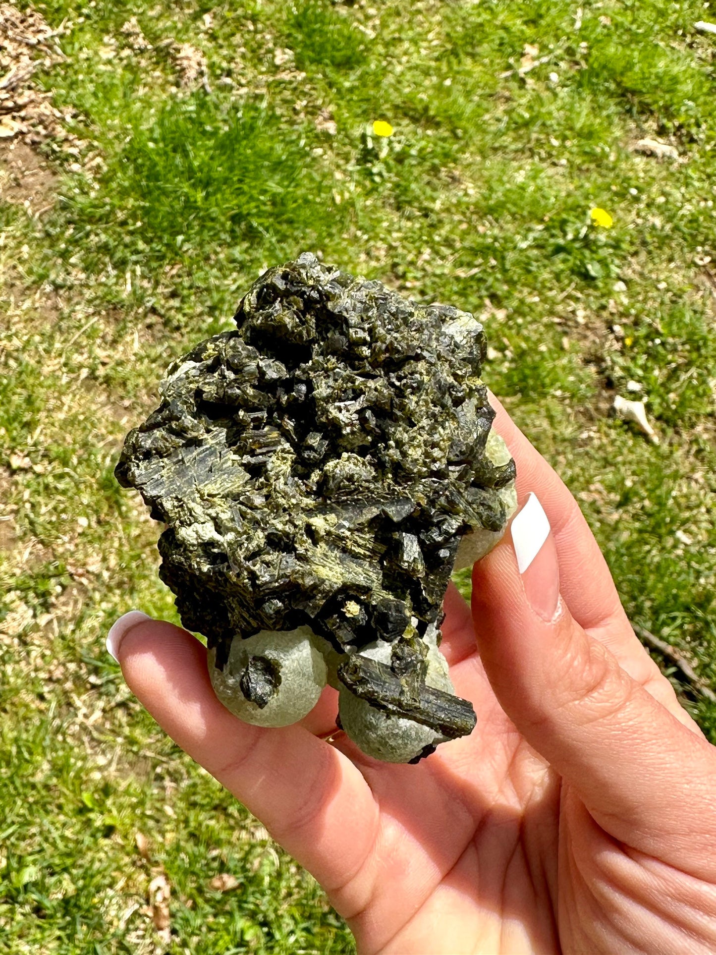 Prehnite Globular Spheres on Epidote