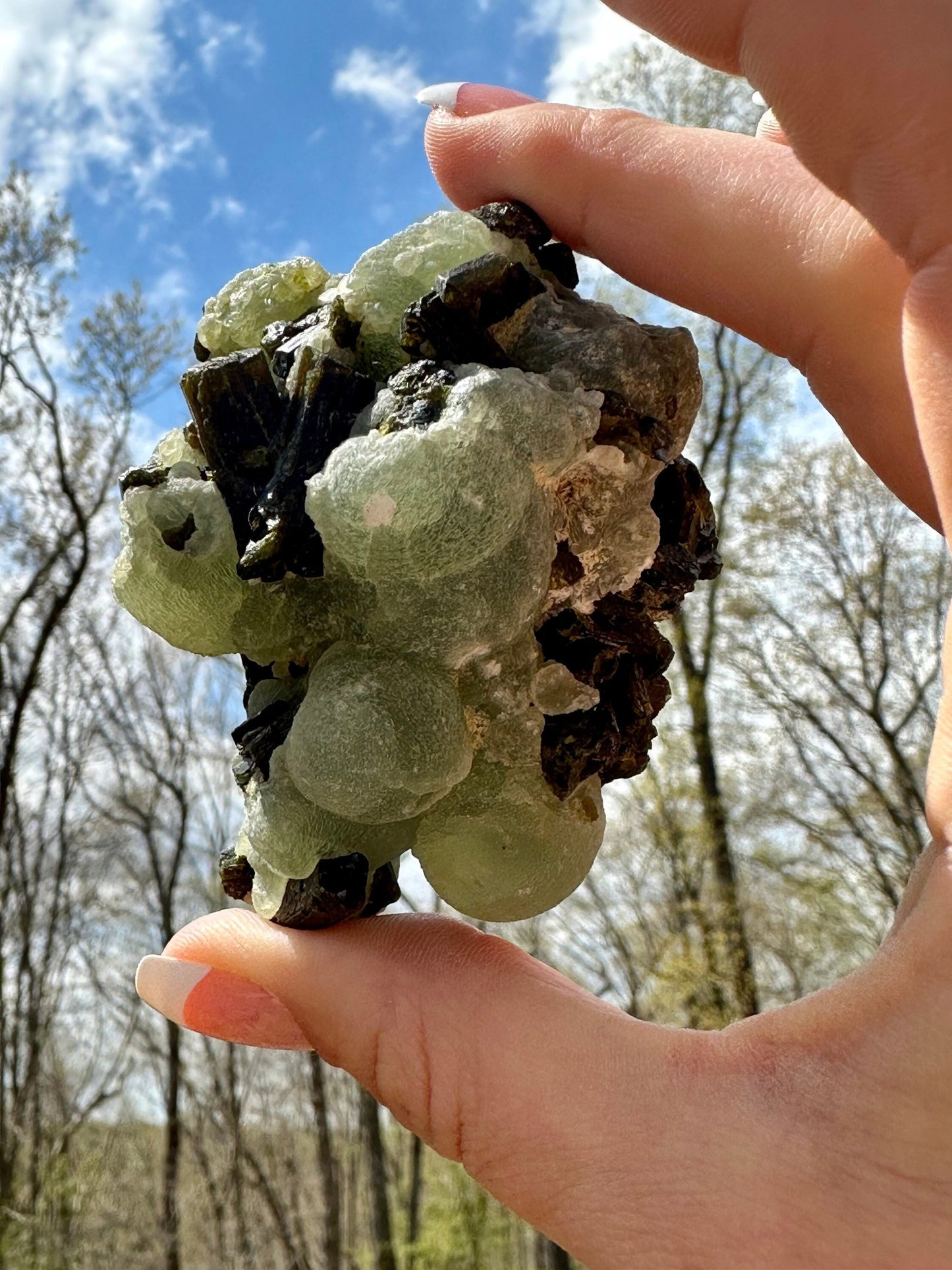 Prehnite Globular Spheres on Epidote