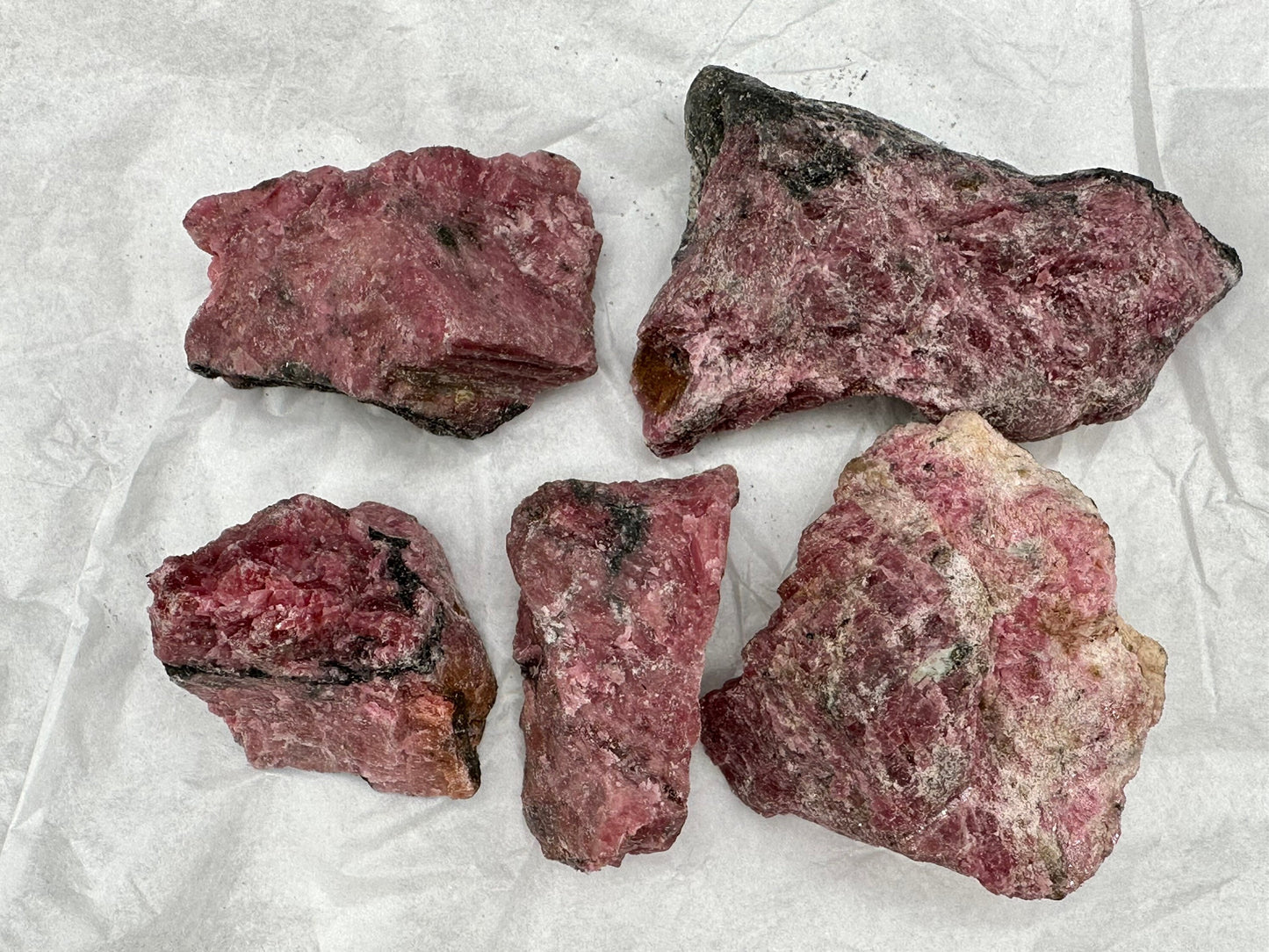 Wholesale Lot Grade AA Rough Rhodonite with Amphibole, Cummingtonite and other Minerals