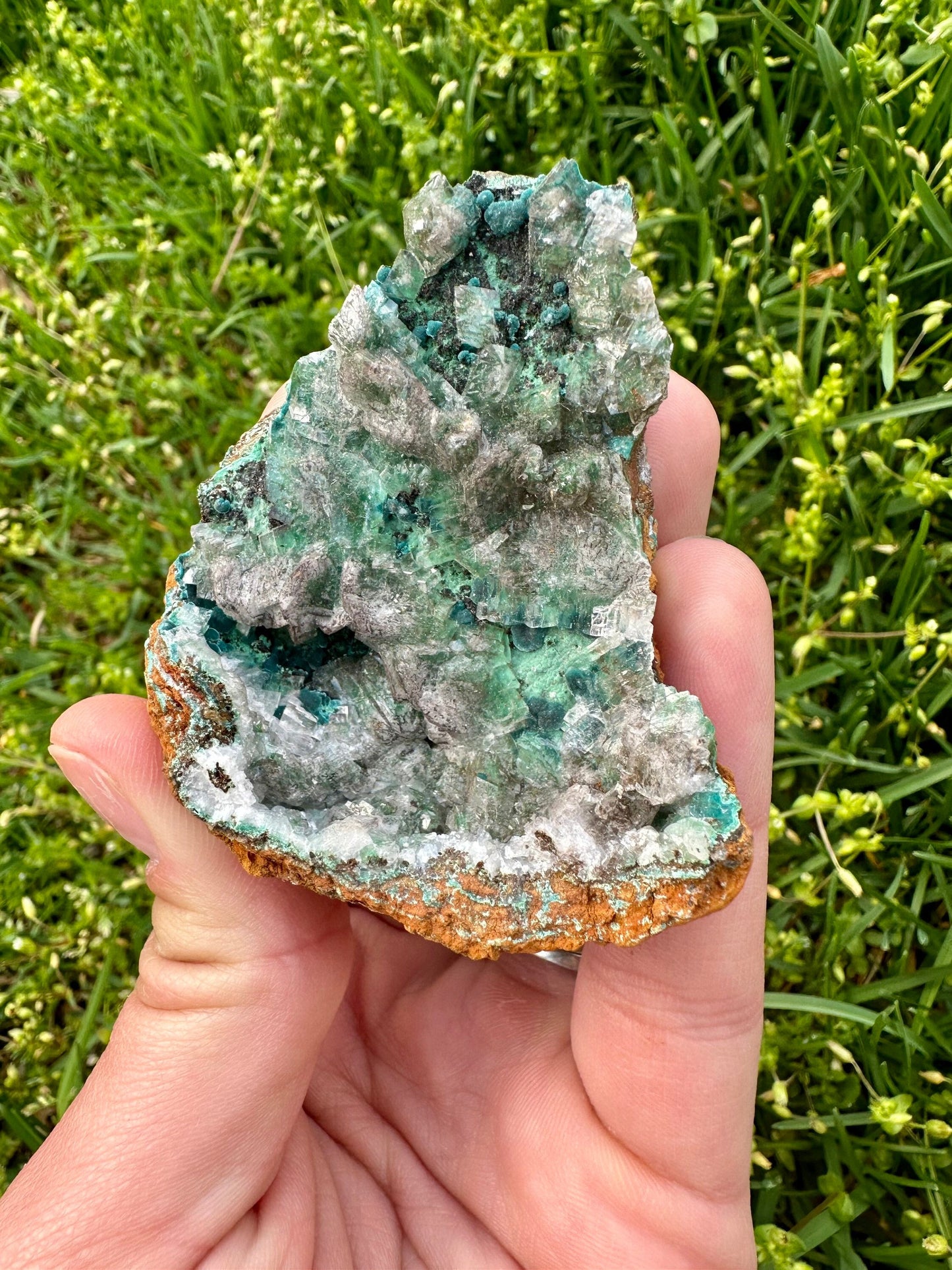 Rosasite and Calcite Specimen