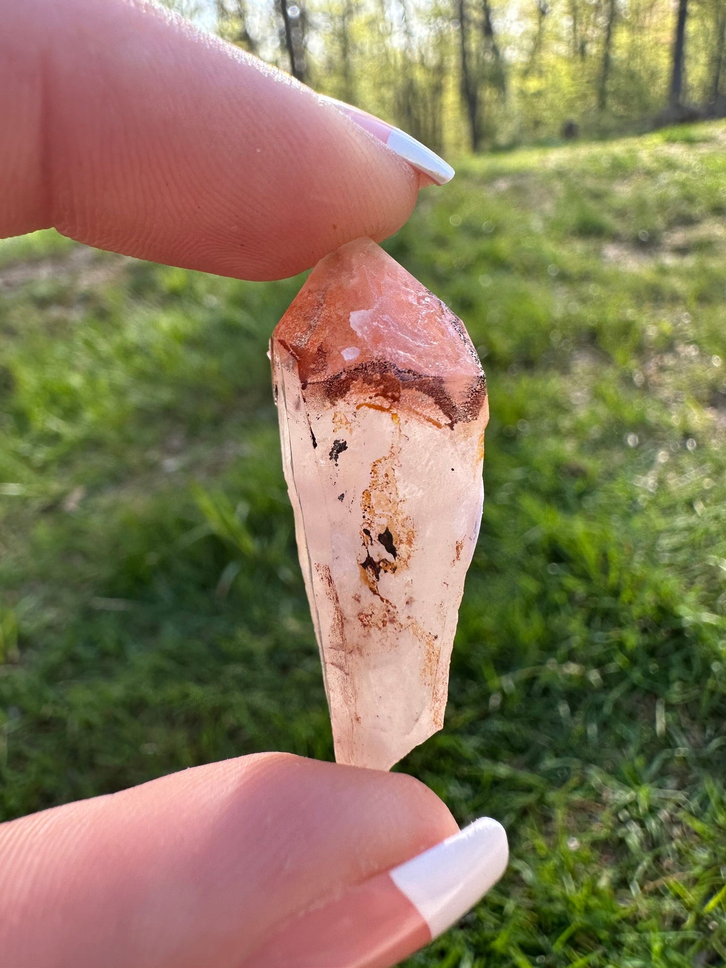 Orange River Quartz Points Hematite Phantoms