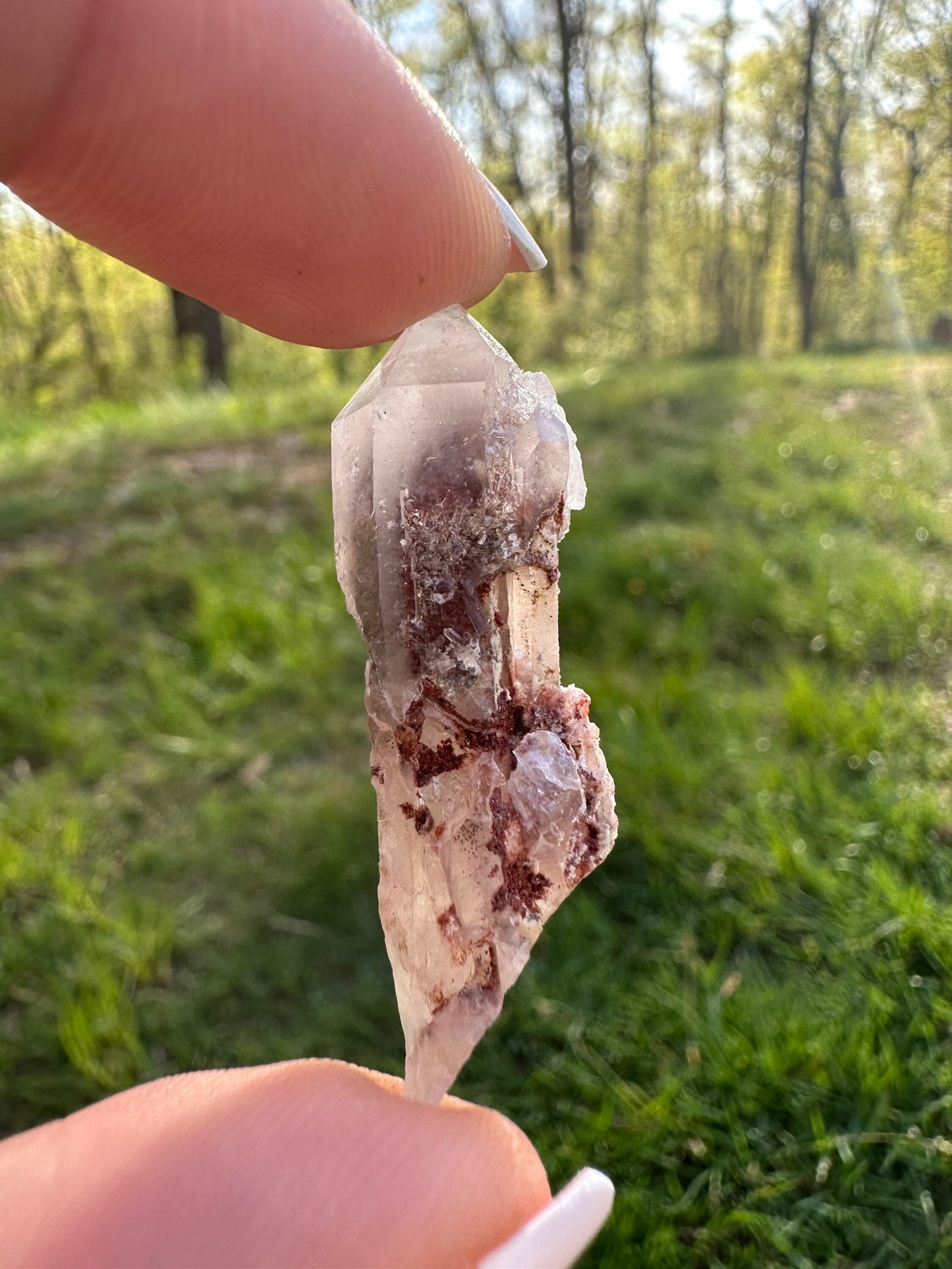 Orange River Quartz Points Hematite Phantoms